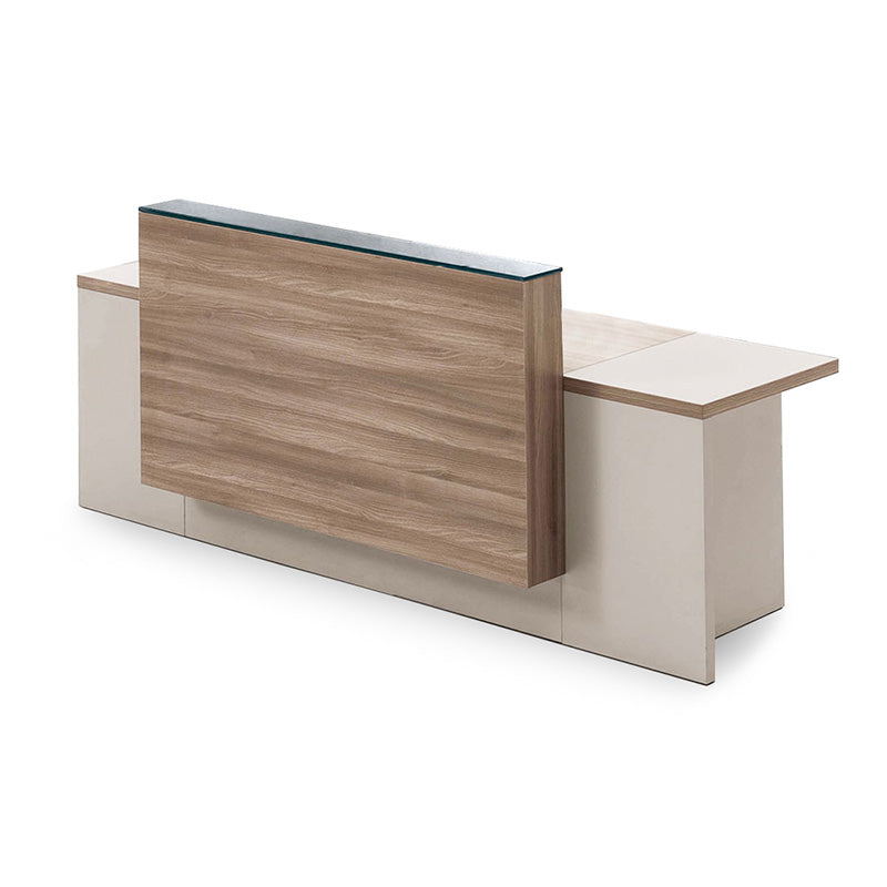 CONELLI 2.4M Light Walnut Reception Desk - Modern Office Furniture for Hotel Lobby, Corporate Waiting Area & Business Center