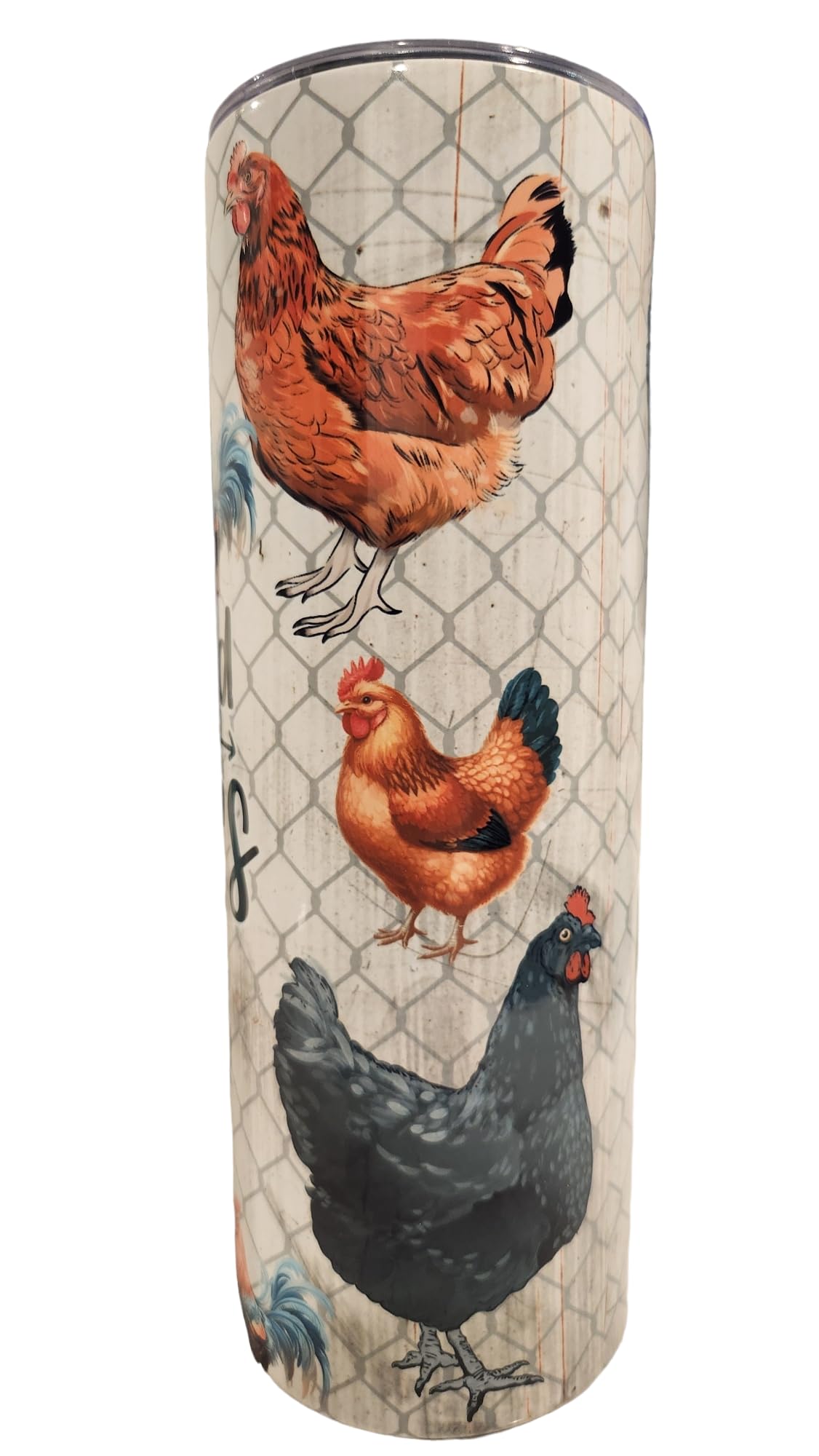 Funny Farm Country Theme Chicken Easily Distracted By Peckers 20oz Stainless Steel Skinny Tumbler - Insulated Travel Mug for Coffee, Tea & Water - Perfect for Office, Commuting & Outdoor Adventures