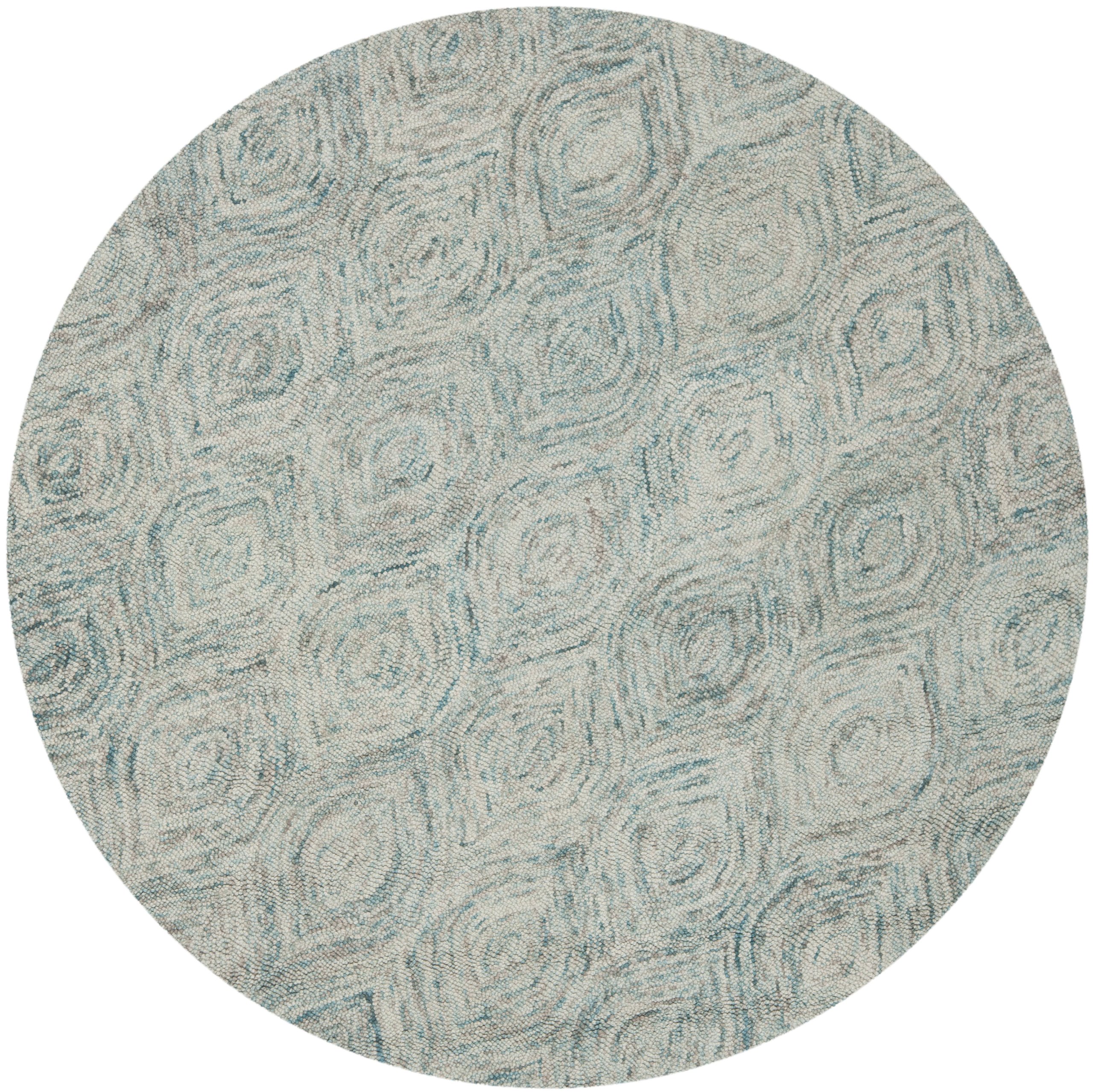 SAFAVIEH Ikat Collection 6' Round Ivory/Blue Handmade Wool Area Rug - Premium Bohemian Decor for Living Room, Bedroom & Office