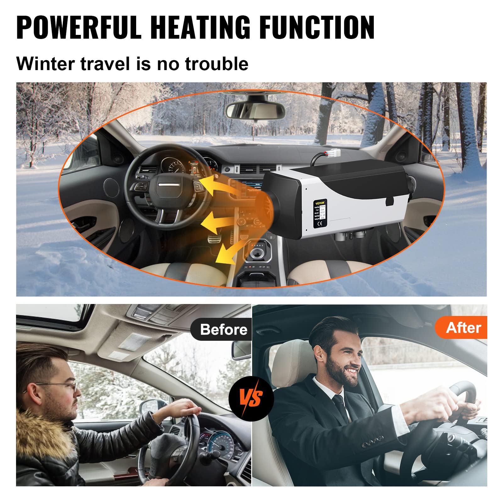 VEVOR 2KW 12V Diesel Air Heater with LCD Display, Remote Control & Bluetooth App - 0.12-0.26L/Hr Fuel Consumption - Perfect for Trucks, RVs, Boats & Off-Grid Heating