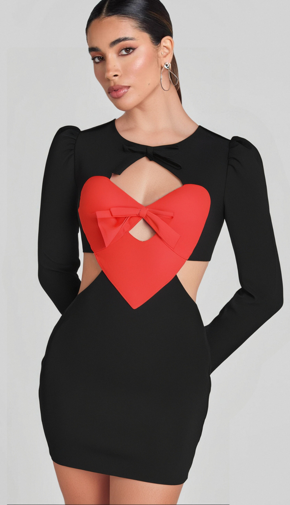 Heart Bow Cutout Mini Dress - Elegant & Flirty Party Outfit for Date Night & Special Occasions