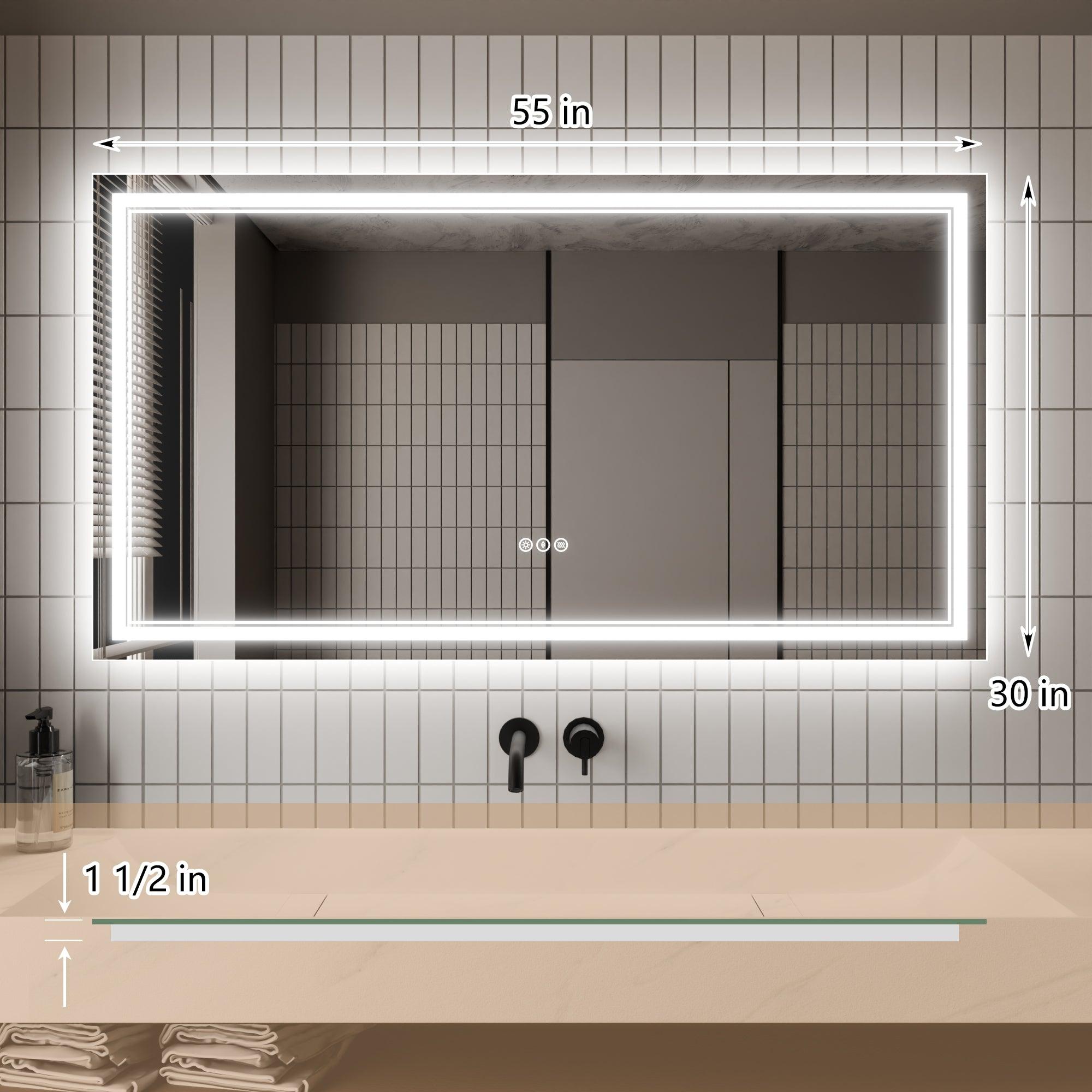 Anti-Fog LED Bathroom Mirror with Dimmable Backlit & Touch Switch - GlareGuard Illuminated Vanity Mirror for Makeup, Shaving & Home Decor