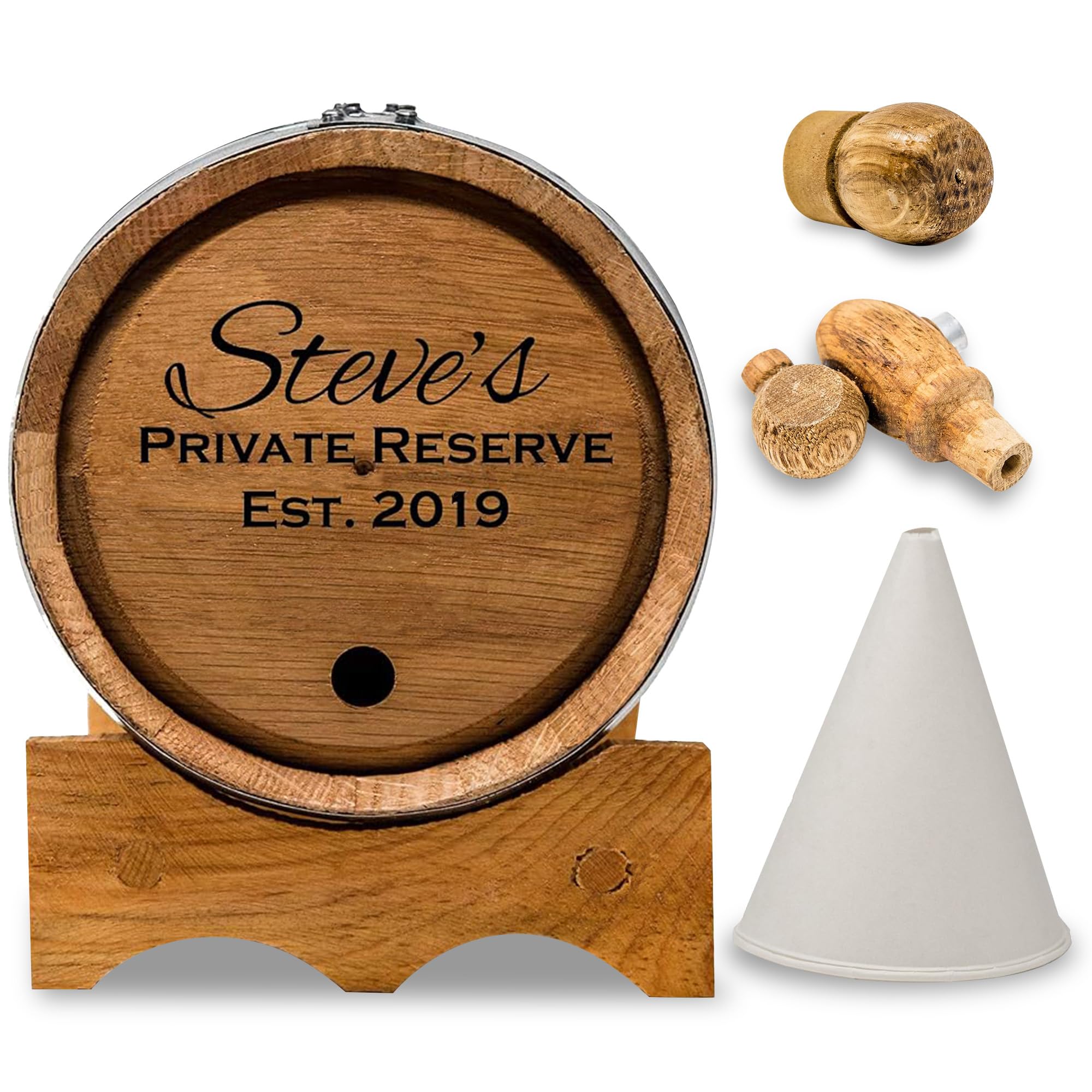Custom Engraved 2 Liter Oak Barrel for Aging Whiskey, Rum, Tequila, Bourbon, Scotch & Wine - Handcrafted Charred Oak Barrel for Home Distilling & Personalized Gifts - Perfect for Home Bars, Man Caves & Whiskey Enthusiasts