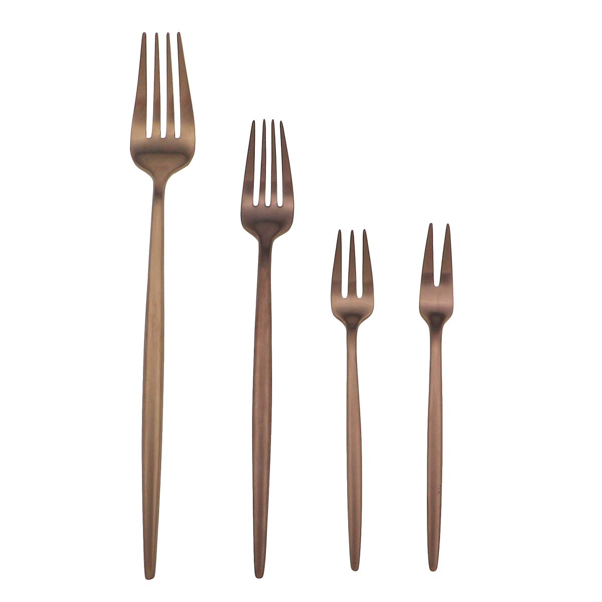 Gugrida 5-Piece Stainless Steel Fruit Fork Set - 304 Rose Gold & Matte Copper Cutlery, 4.92 Inch Two-Tine Forks for Desserts, Cheese, Appetizers & Party Serving