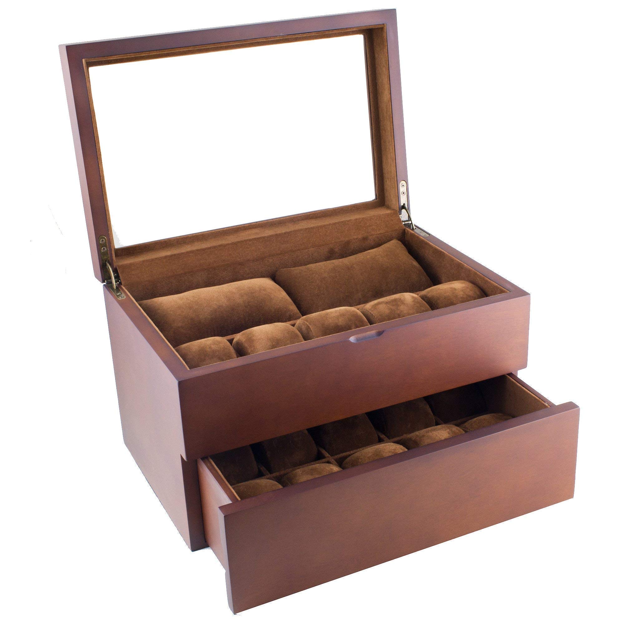Personalized Wooden Watch Box for 20 Watches - Holds Up to 52mm Size Watches | Luxury Watch Storage Organizer for Men & Women | Perfect for Home, Office, or Travel Use