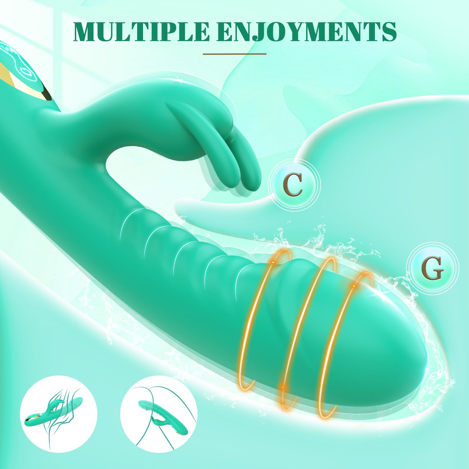 Premium Rabbit Vibrator with 10 Vibration Patterns & 3 Rotation Speeds - Dual Stimulation Clitoral & G-Spot Massager - Waterproof Silicone Adult Toy for Women (Robin Egg Blue) - Perfect for Solo Play, Couples & Sensual Exploration