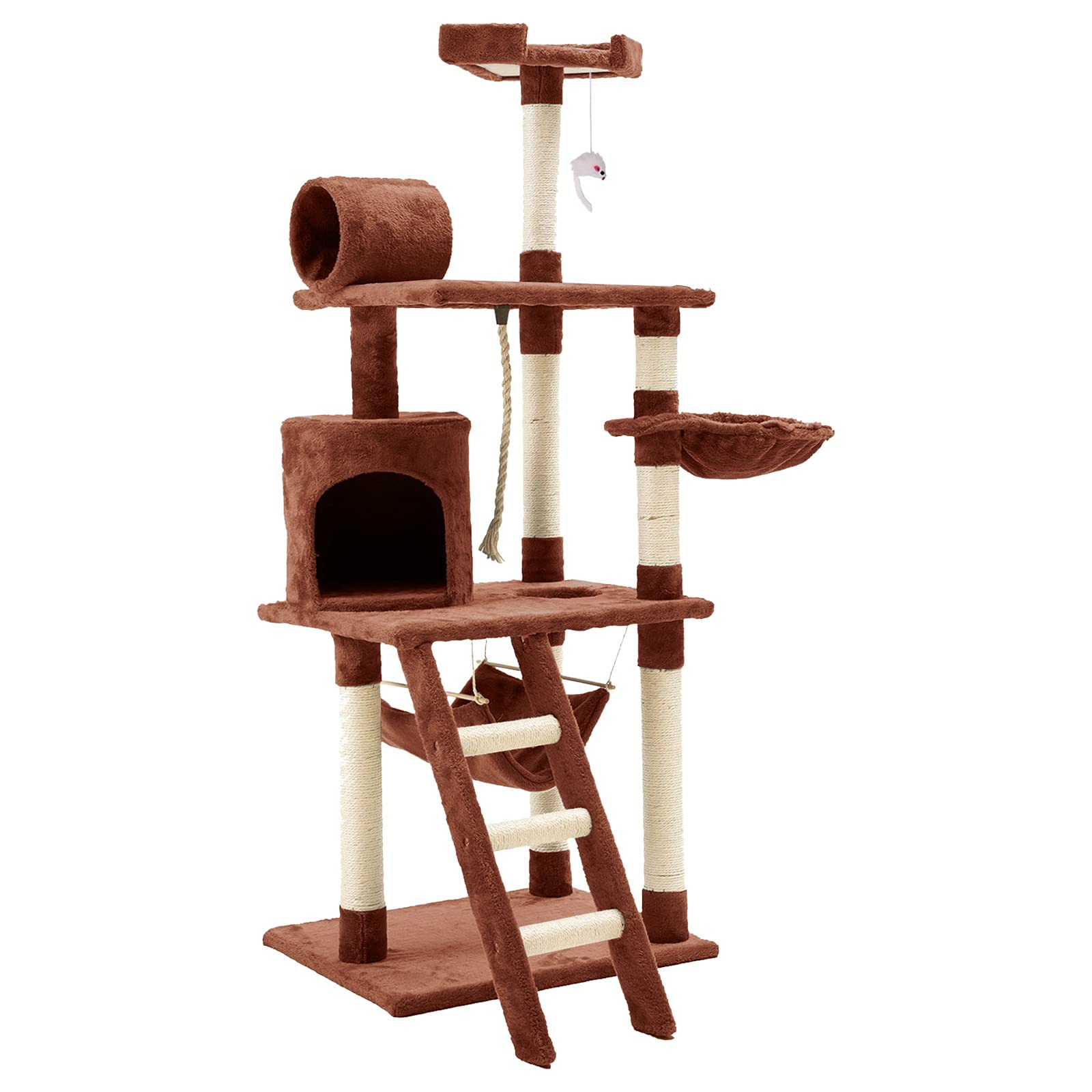 Premium Cat Tower with Sisal Scratching Posts - Multi-Level Cat Playhouse & Activity Tree for Indoor Cats - Durable & Stylish Kitty Litter (Brown, One Size) - Perfect for Small Spaces & Apartment Living