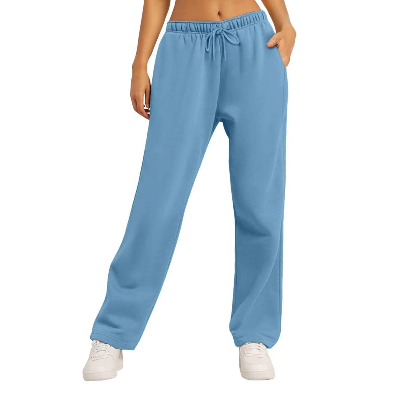 Women's High Waisted Wide Leg Sweatpants - Soft Lounge Pants with Drawstring & Pockets for Yoga, Workout, Home & Casual Wear - Comfortable Loose Fit Yoga Trousers for Women