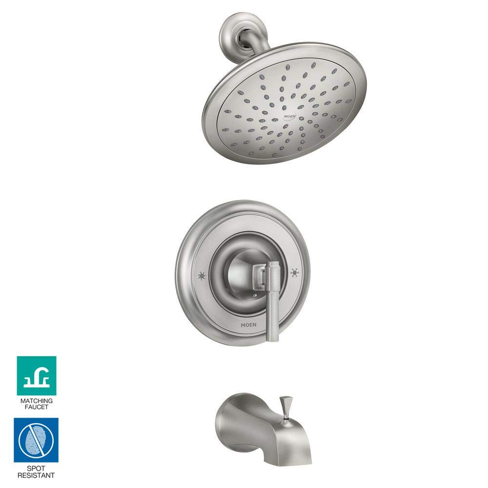 Moen Ayda Single-Handle 1-Spray Brushed Nickel Shower Faucet with Spot Resist Finish (Valve Included) - Perfect for Modern Bathroom Renovations and Spa-Like Shower Experiences