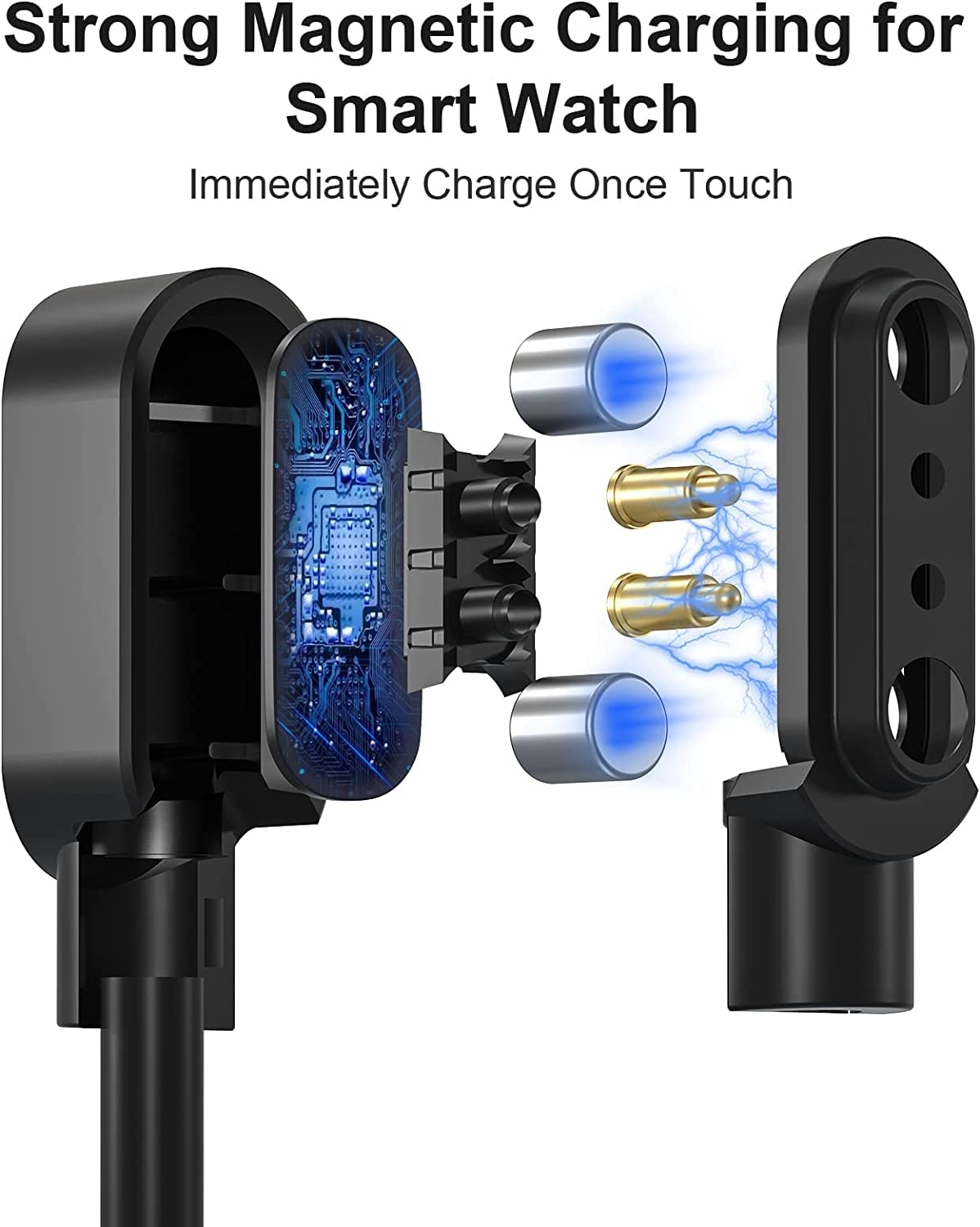 Blueshaweu Magnetic USB Charger for Sekonda Flex Smart Watch - 2 Pin Replacement Charging Cable Compatible with Sekonda Flex 42mm Women's Smartwatch | Perfect for Home, Office & Travel Use