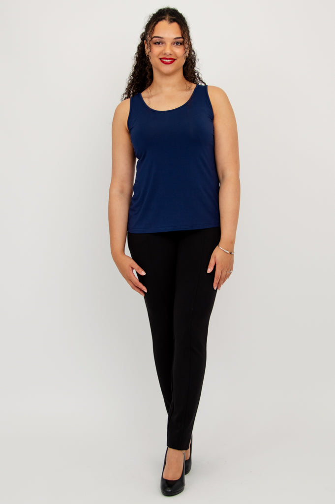Avalon Organic Bamboo Tank Top - Women's Indigo Blue Casual Sleeveless Shirt for Yoga, Travel & Summer Outfits