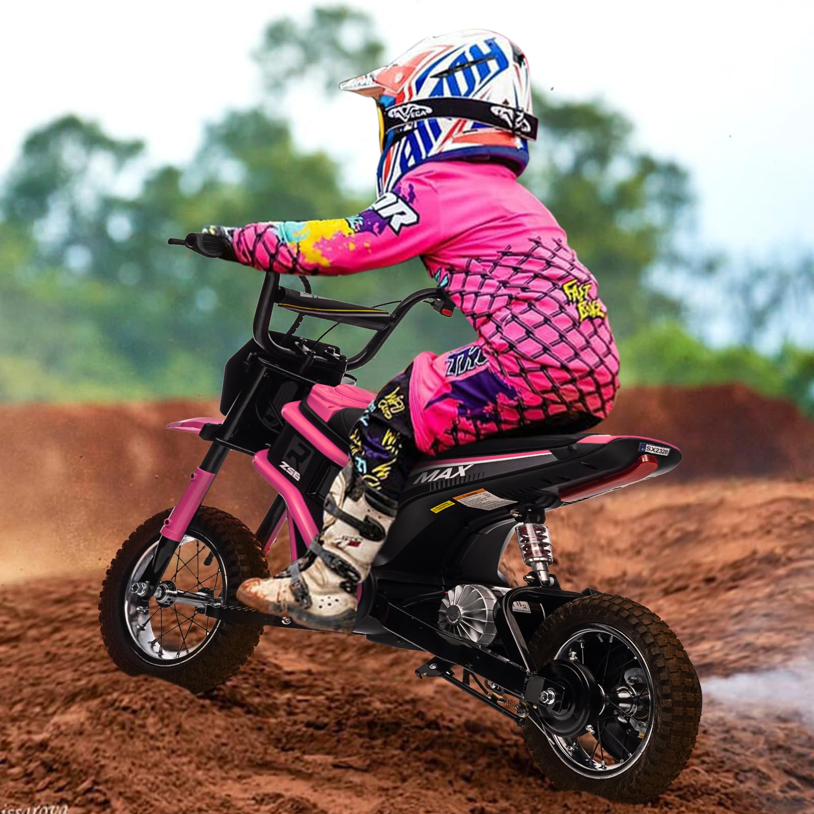 GARVEE 24V 10A 350W Kids Electric Dirt Bike - 3 Speed, 14.29MPH, for Ages 5-17, Pink | Off-Road Adventure, Backyard Riding, Birthday Gift for Boys & Girls