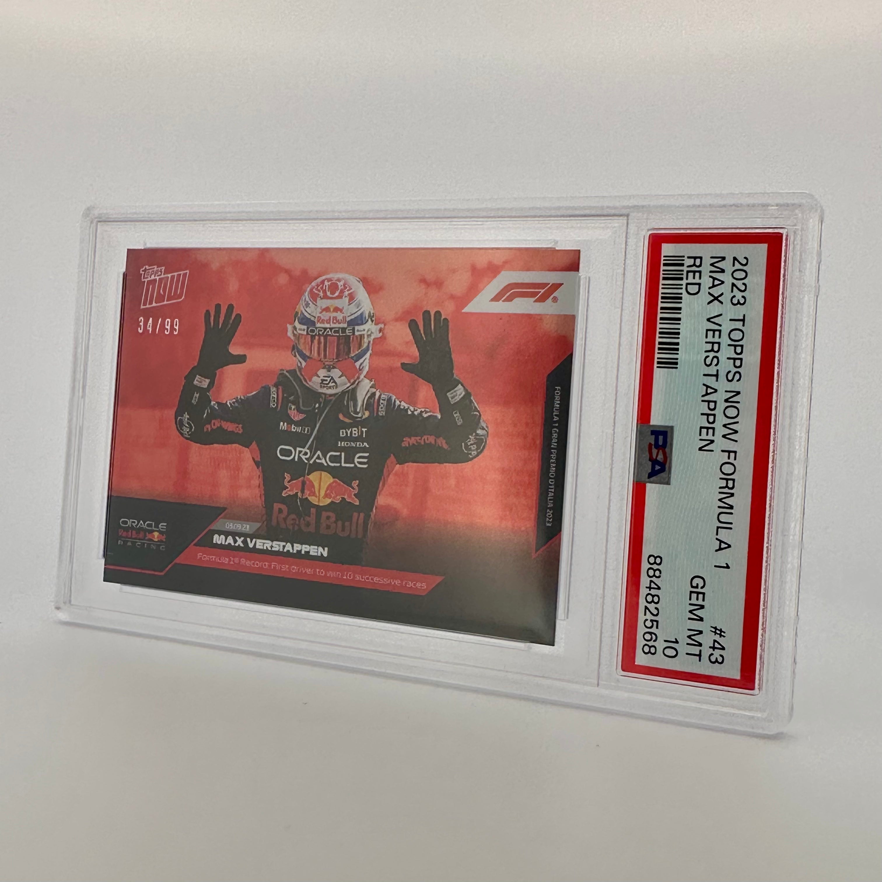 PSA 10 /99 Max Verstappen #43 Red Bull Racing F1 Trading Card - Rare Collectible for Sports Memorabilia & Formula 1 Fans - Perfect for Display, Investment & Gifting