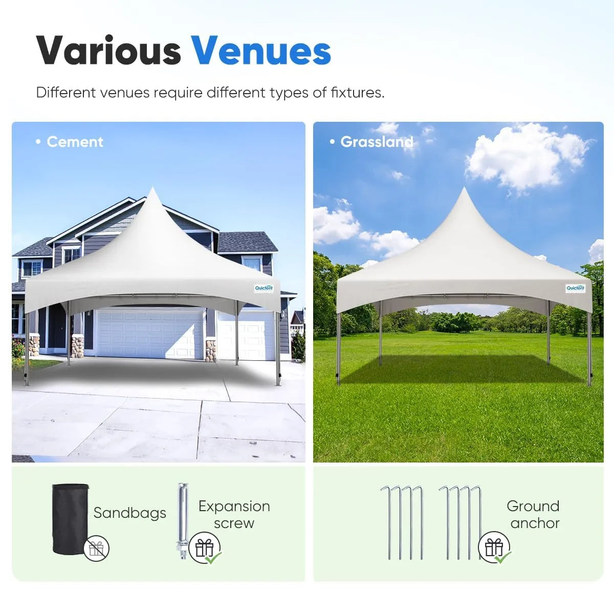 Quictent High Peak Fire Retardant White Party Tent - Waterproof Outdoor Canopy for Weddings, Events & Backyard Gatherings