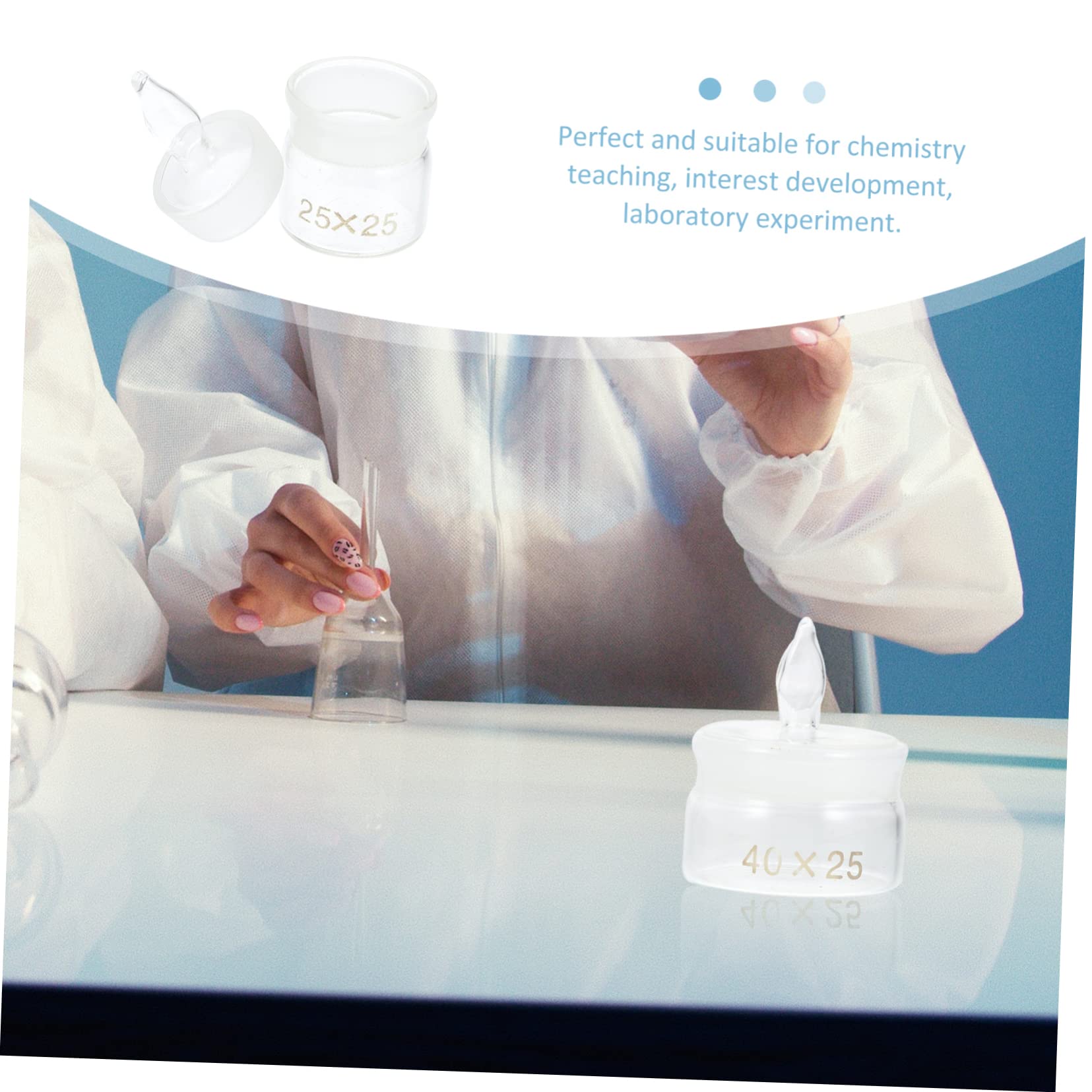 SOLUSTRE 2-Pack Glass Weighing Bottles with Graduations - 50ml Lab Sample Bottles, Weighing Flask & Holder for Chemistry Experiments, Scientific Research, and Precise Liquid Measurements in Laboratories