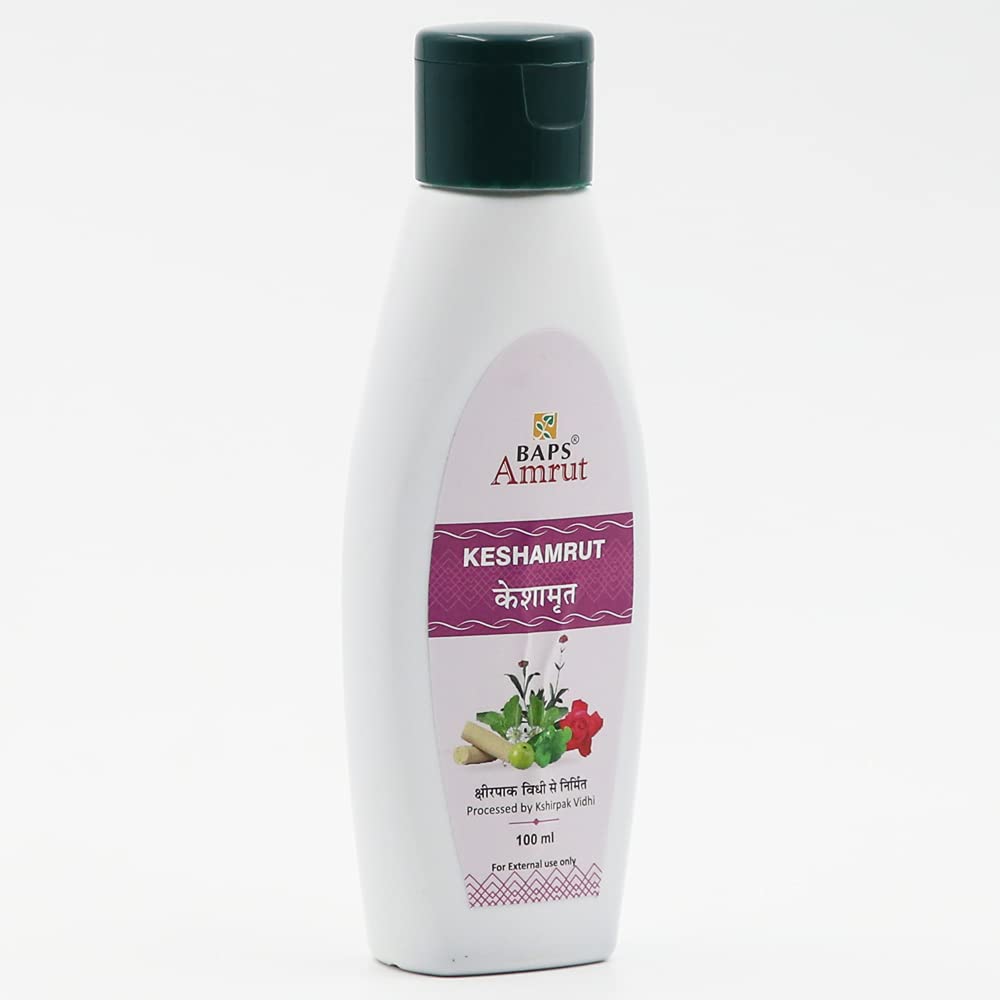 BAPS Amrut Keshamrut Ayurvedic Hair Oil - 100ml | Natural Hair Growth & Scalp Treatment for Men & Women - Use for Daily Hair Care, Dandruff Control & Healthy Shine