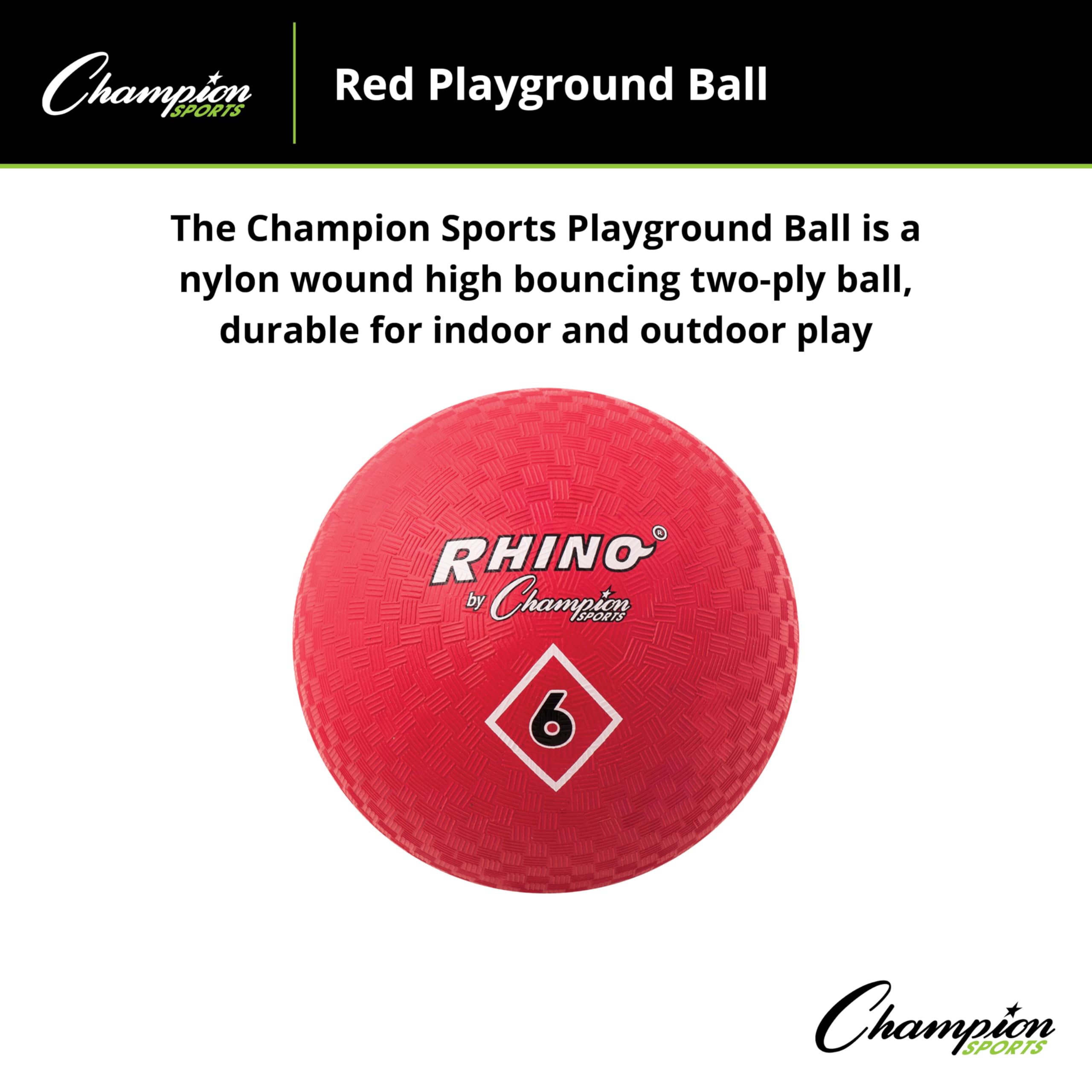Champion Sports Playground Ball - Official Size & Weight for Kids & Adults - Durable Rubber Kickball for School, Gym Class & Outdoor Games - Perfect for Dodgeball, Kickball & Recess Activities