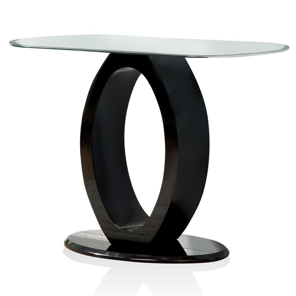 Furniture of America Mason Contemporary Wood Console Table - Glossy Black Finish - Entryway, Living Room, Hallway Decor for Modern Homes