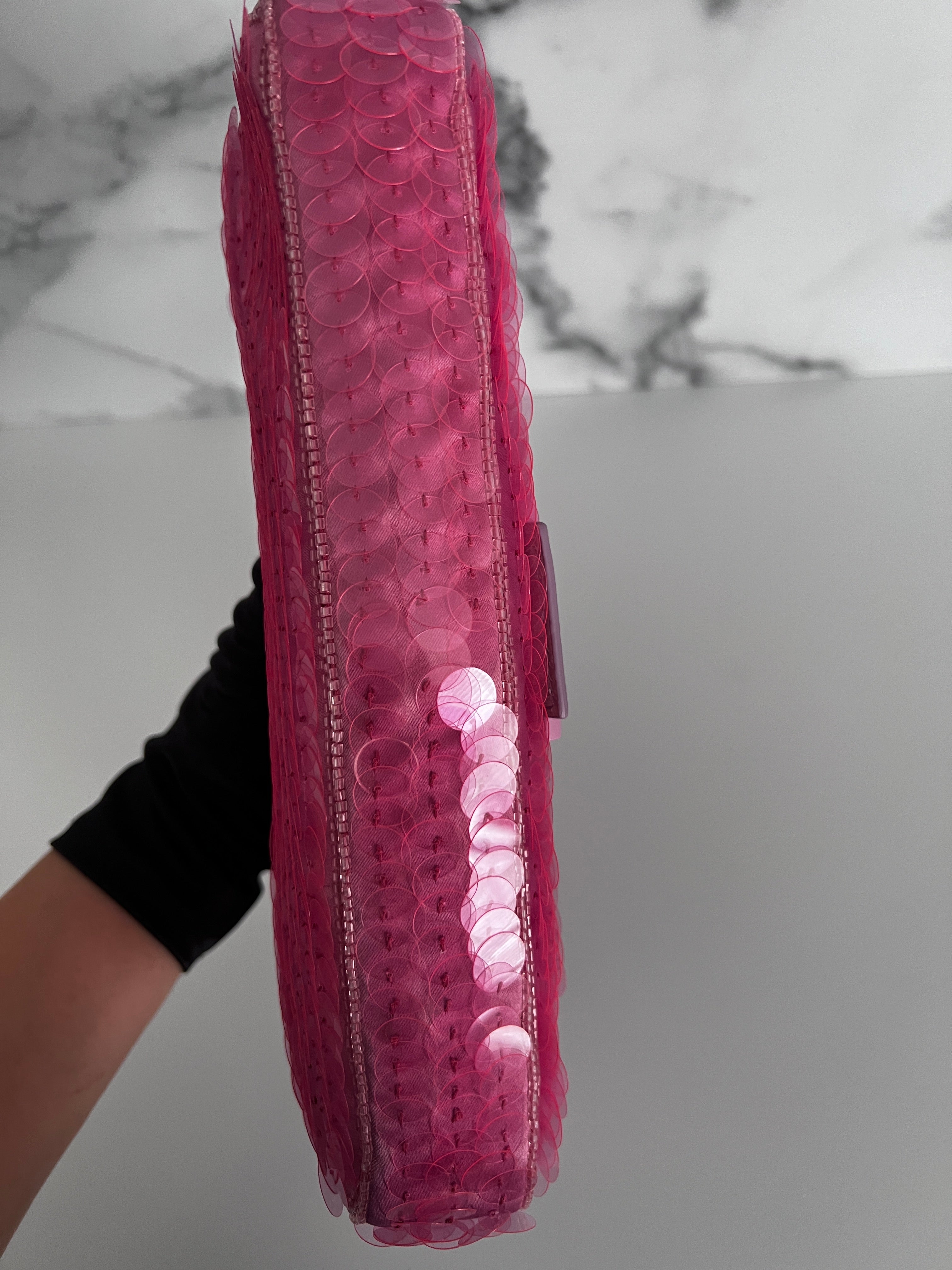 Fendi Pink Sequin Baguette Bag - Luxury Designer Handbag for Women | Perfect for Parties, Weddings & Evening Events