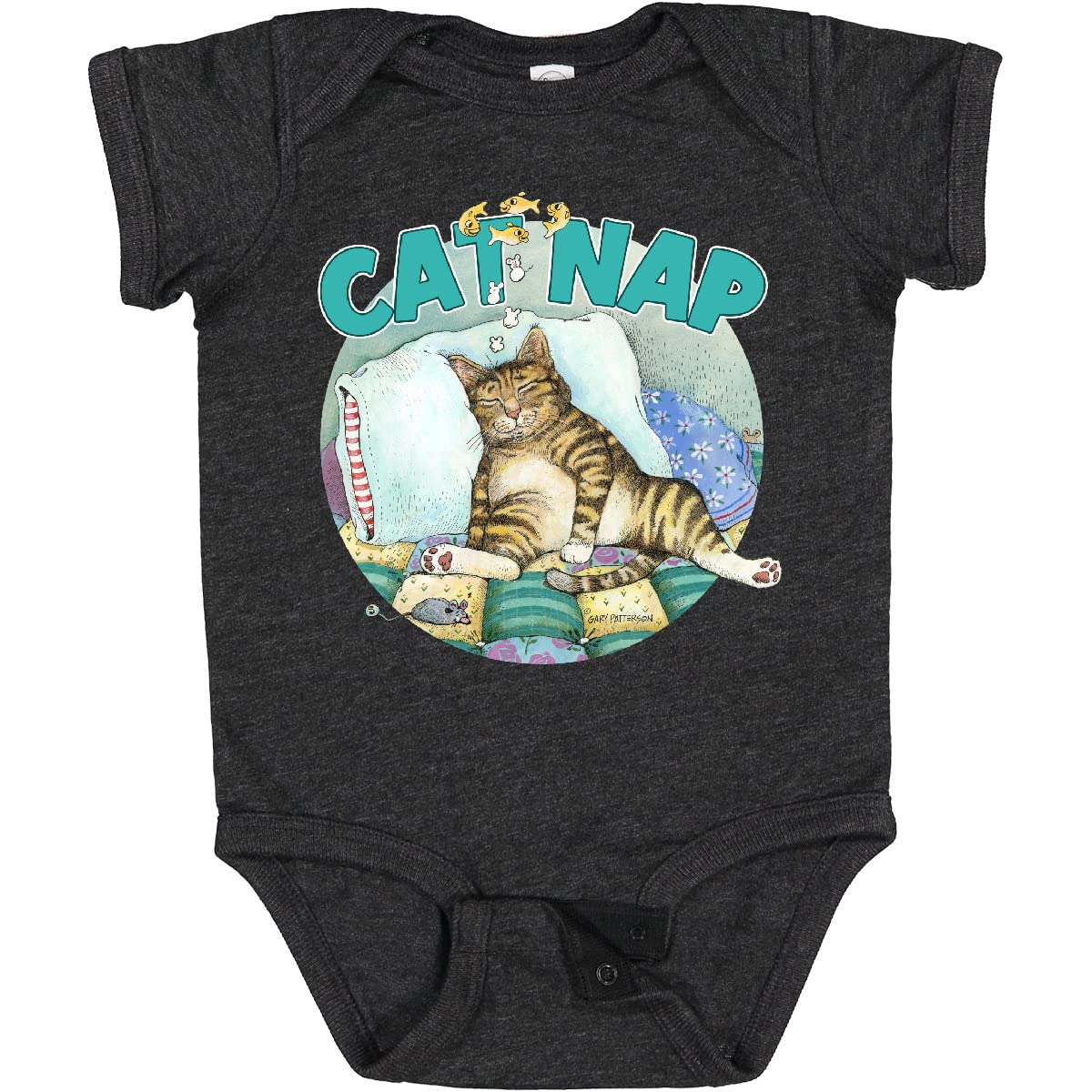 Inktastic Cat Nap Cute Sleeping Cat Baby Bodysuit - Gary Patterson | Soft Cotton Infant Onesie for Boys & Girls | Perfect for Playtime, Naptime & Photo Shoots