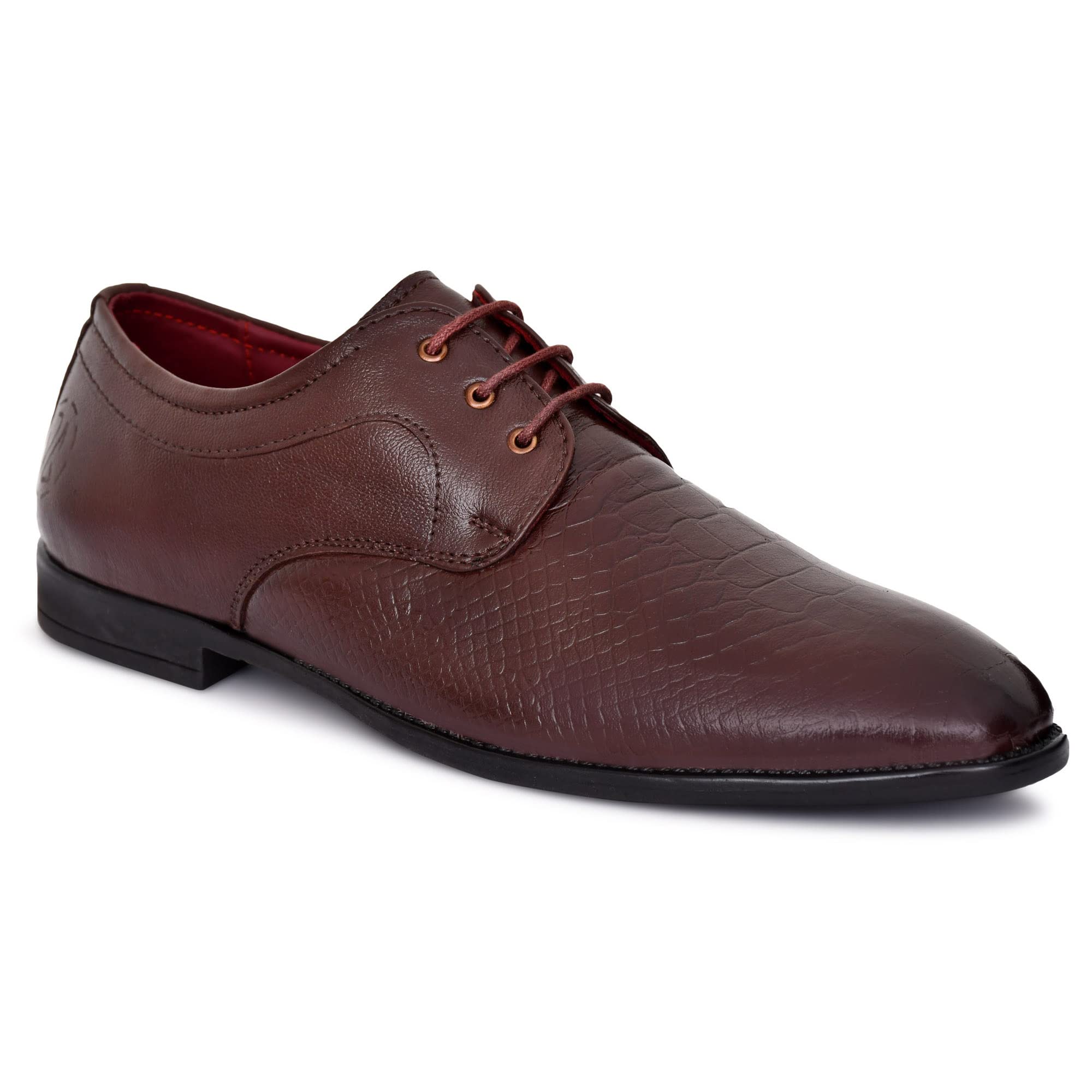 Neoron Men's Brown Leather Lace-Up Shoes - Comfortable & Lightweight for Casual Wear, Office & Outdoor Activities