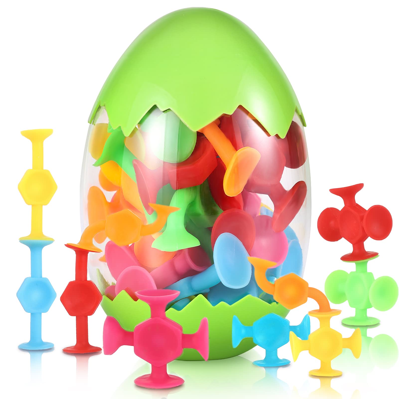 Silicone Bath Toys for Toddlers - 50 Pcs Educational Suction Building Set for Kids | Sensory Play & Autism Therapy