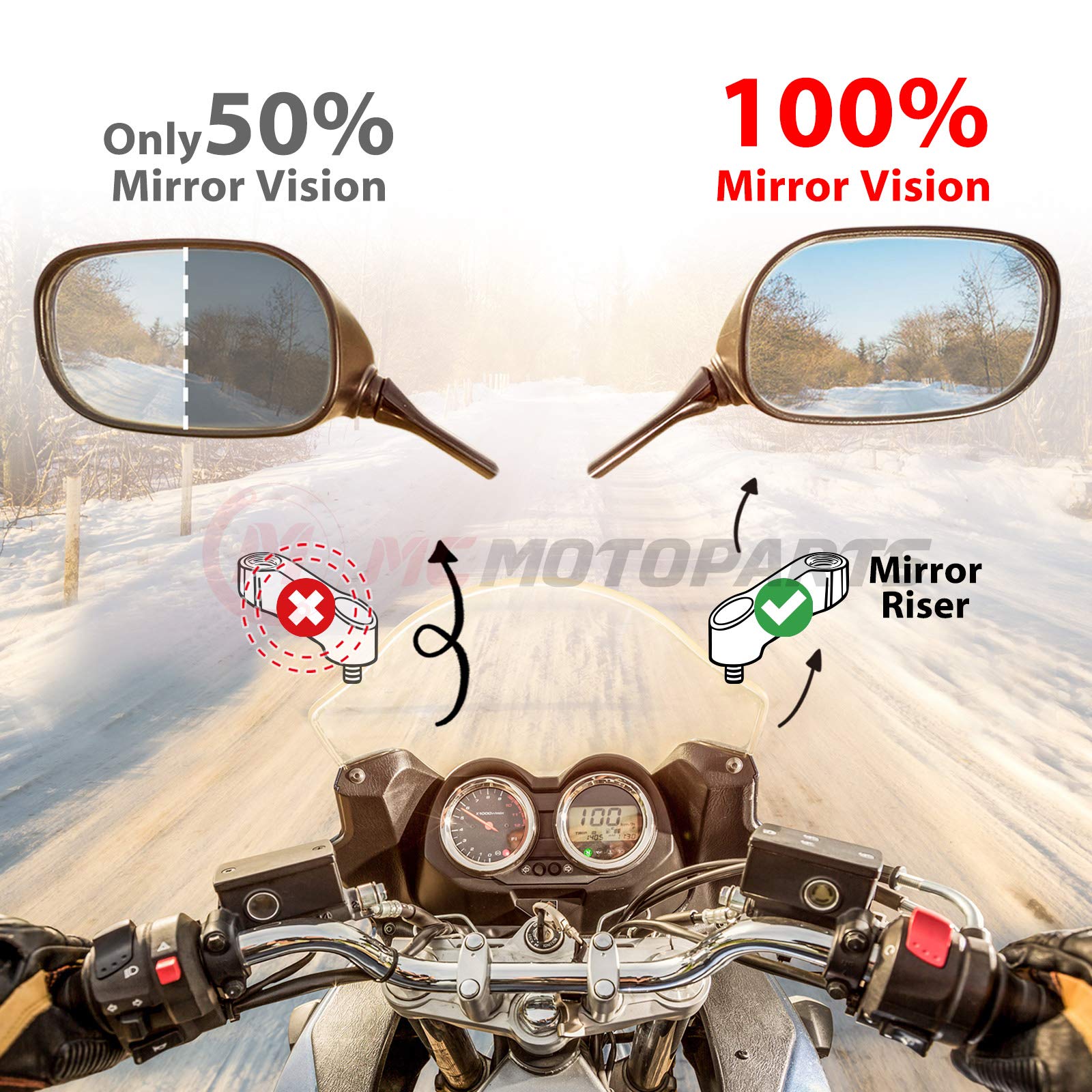 MONKEY 125 10mm M10 CNC Mirror Risers & Adapters - Compatible with Honda MONKEY 125 (2018-2020) - Perfect for Custom Motorcycle Builds & Off-Road Adventures