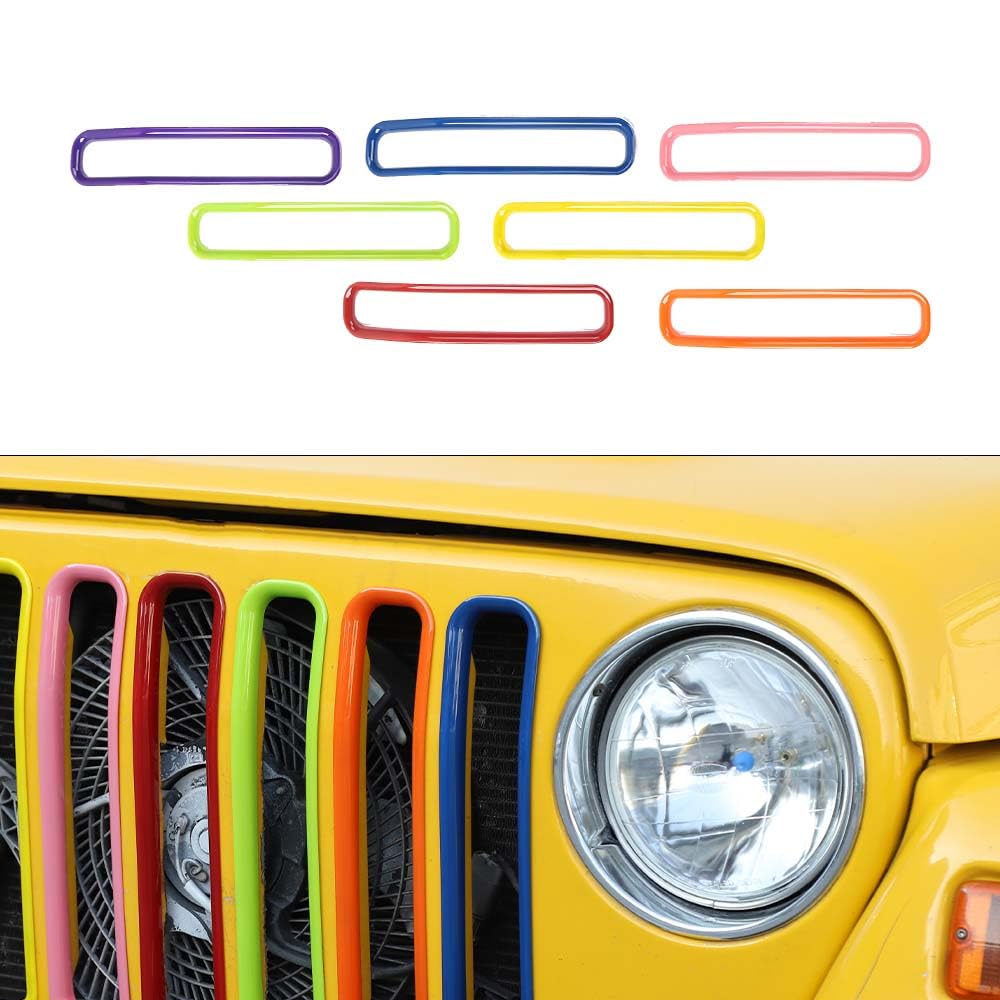 Jeep Wrangler TJ Front Grill Inserts 1997-2006 - Rainbow Color Replacement Grille for Off-Road Style & Custom Look | Perfect for Jeep Enthusiasts & Outdoor Adventures