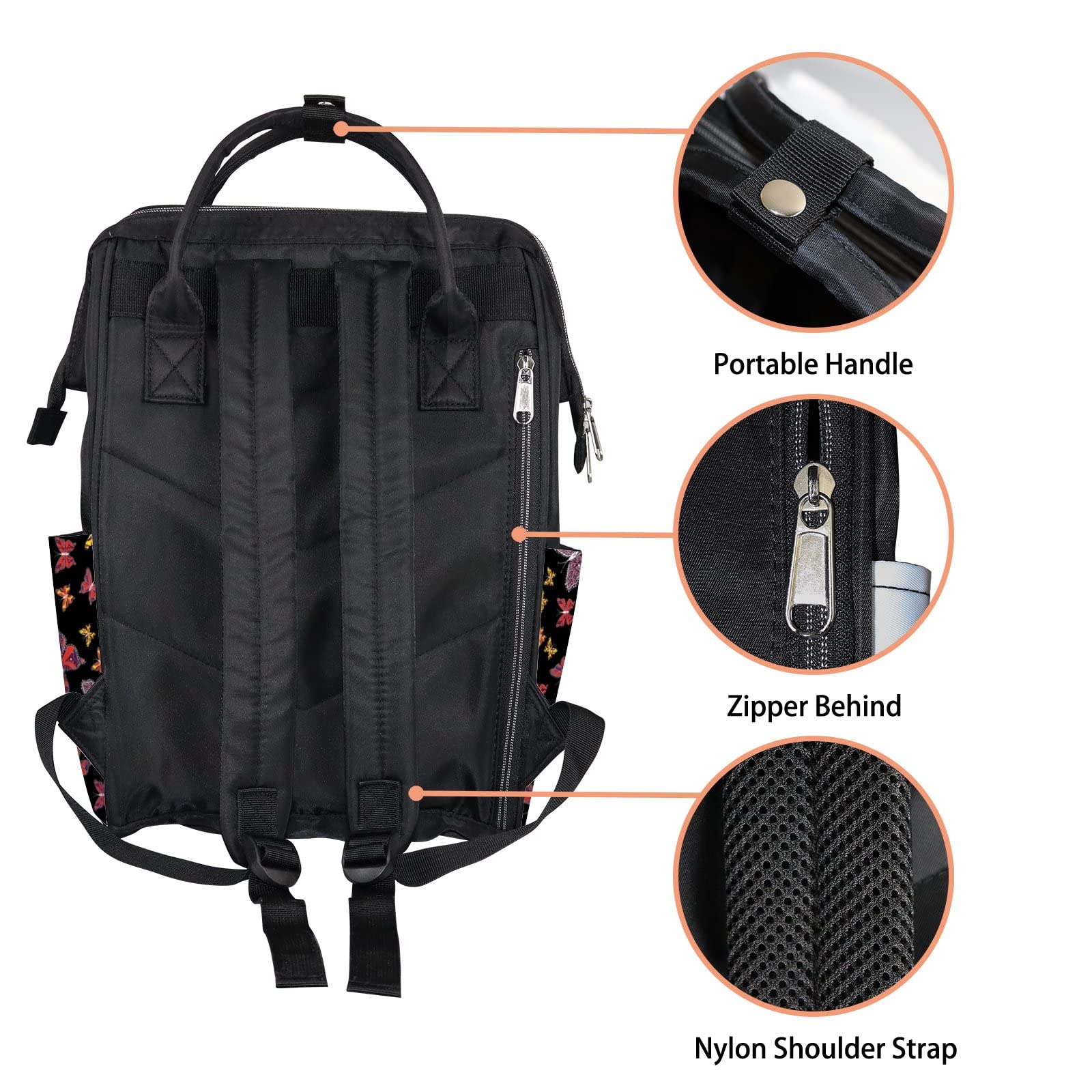 Butterfly Diaper Backpack - Waterproof Baby Bag for Travel & Laptop - Large Capacity for Men & Women