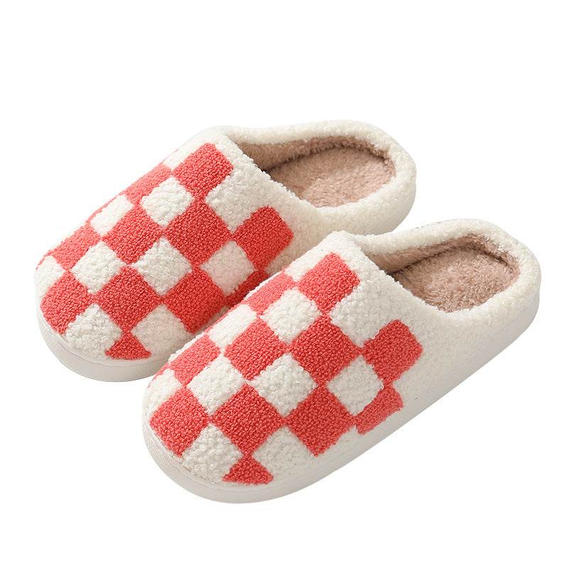 Cozy Plaid Fleece Slippers for Women & Men - Warm Fuzzy Indoor House Shoes for Winter Comfort - Perfect for Lounging at Home, Relaxing by the Fireplace