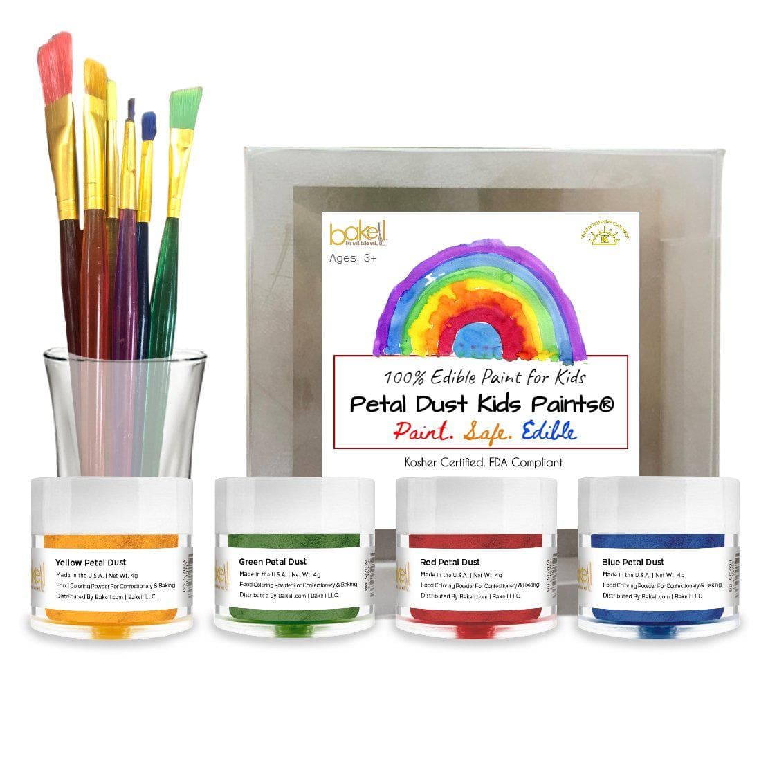 Non-Toxic Edible Kids Paint & Paint Brush Kit - Safe for Toddlers & Children (10 PC Set) - Perfect for Arts, Crafts & Sensory Play at Home or School