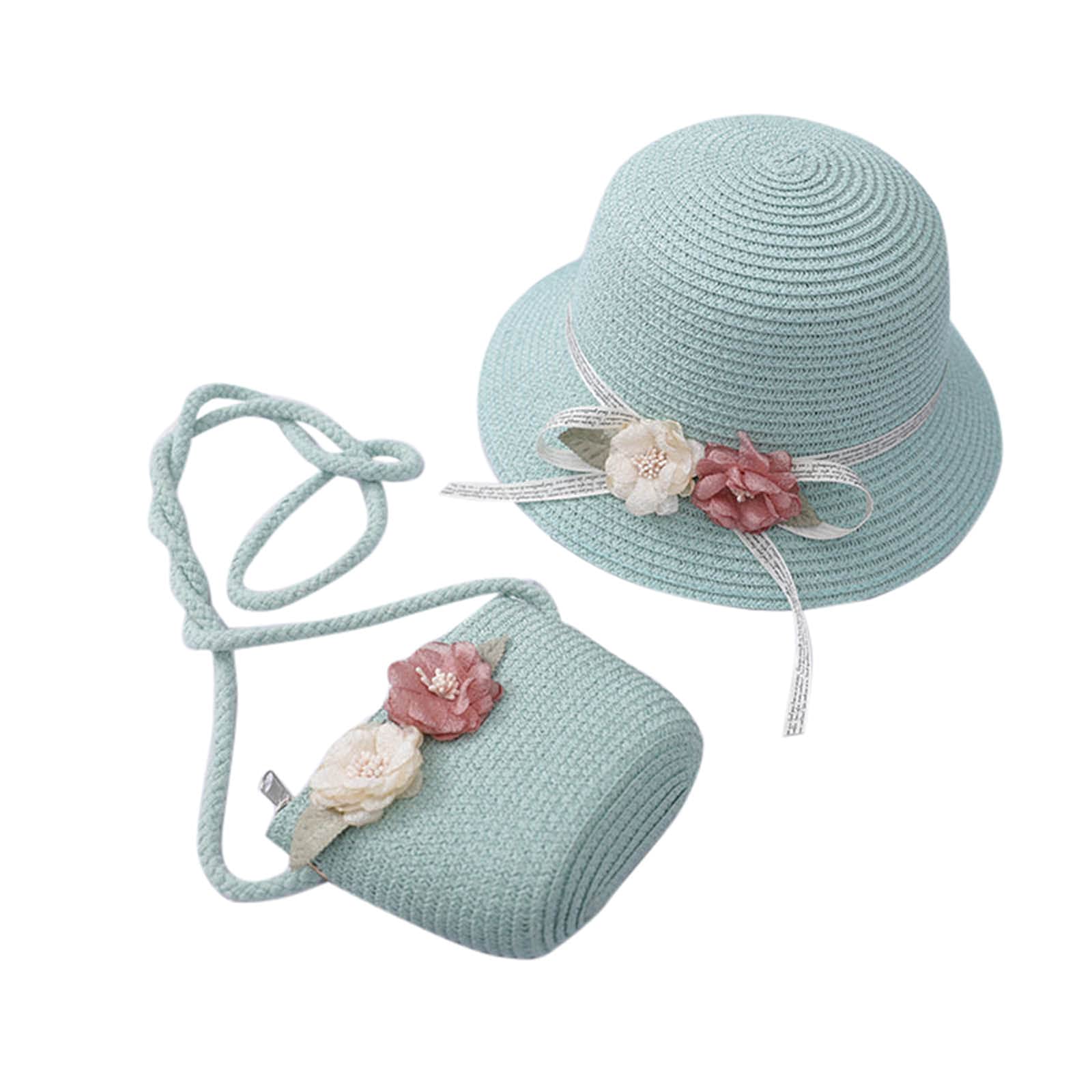 Kids Sun Hat for Girls - UPF 50+ UV Protection Straw Beach Hat with Adjustable Chin Strap - Perfect for Summer, Toddler Sunshade Hat for Outdoor Play, Pool & Beach