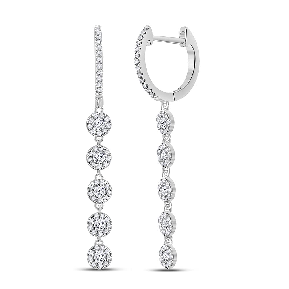 10K White Gold Round Diamond Hoop Earrings for Women - 5/8 CTTW Dangle Earrings | Dazzlingrock Collection | Perfect for Weddings, Parties & Special Occasions