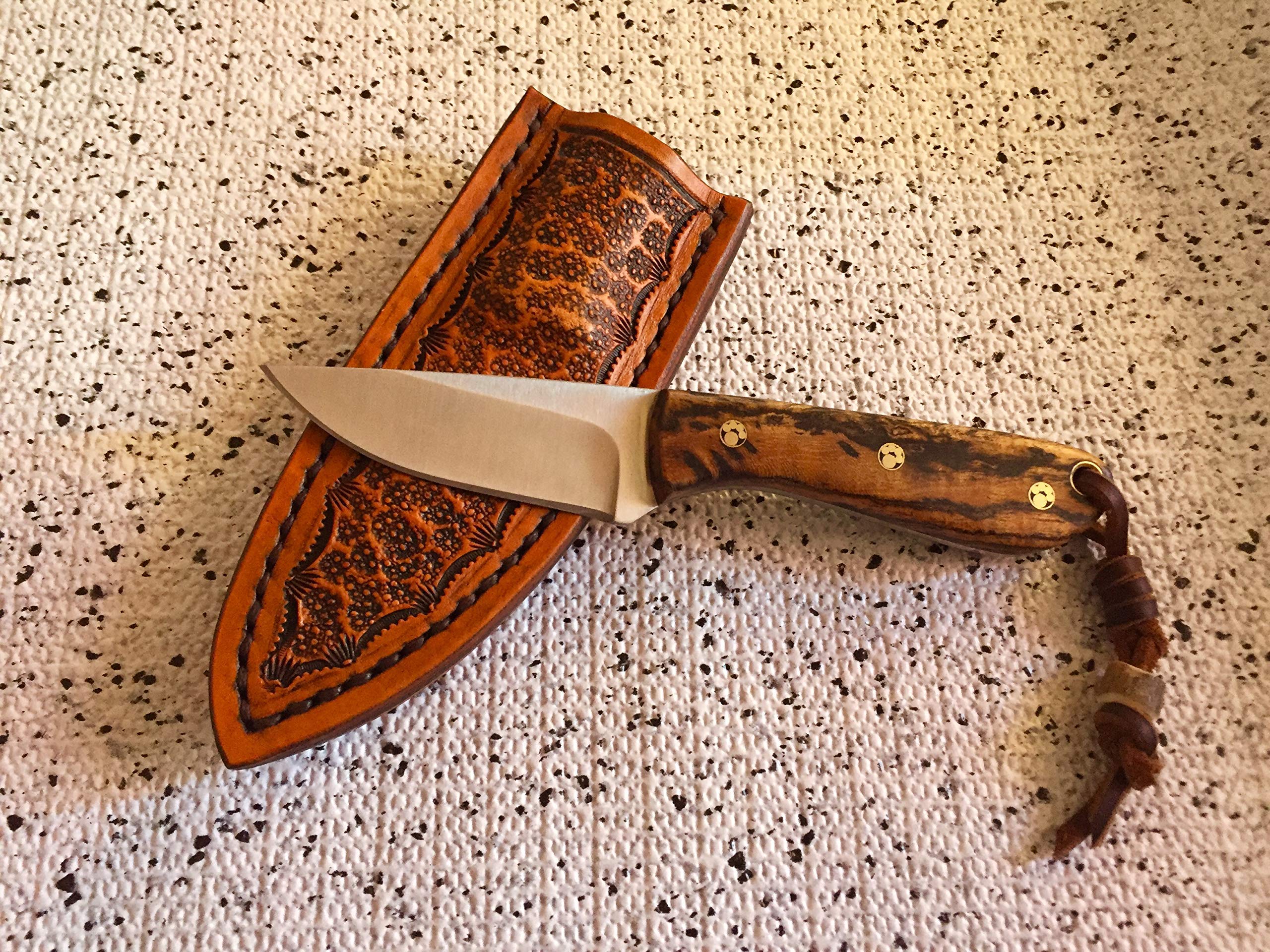 Premium High Desert Hunting Knife & EDC - Bocote Wood Handle - Outdoor Survival, Camping, Bushcraft & Everyday Carry - Tactical Fixed Blade for Hunting, Fishing & Wilderness Adventures