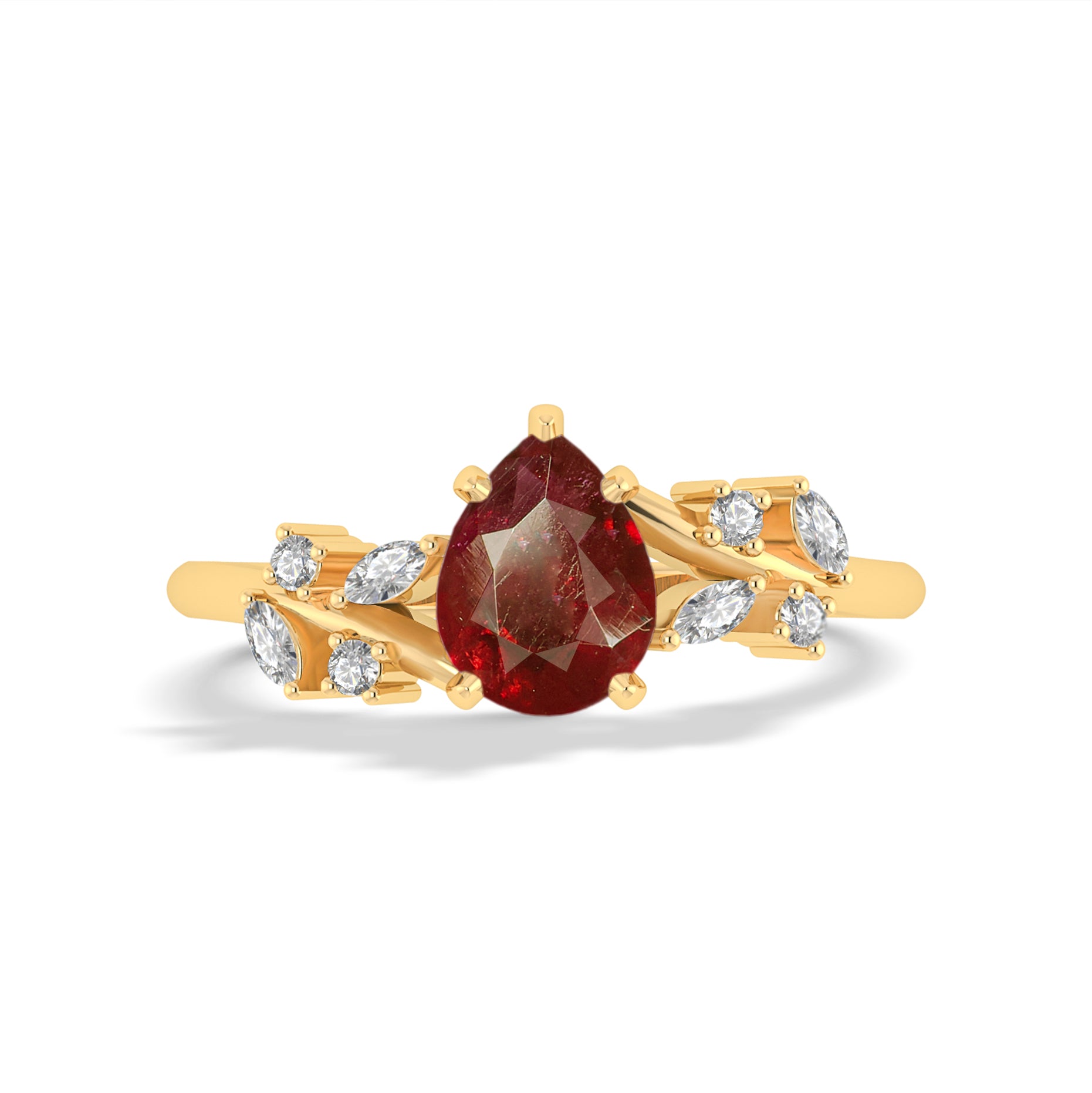 Natural Ruby Leaf Statement Ring for Women - Elegant Bohemian Jewelry for Parties, Weddings & Everyday Wear