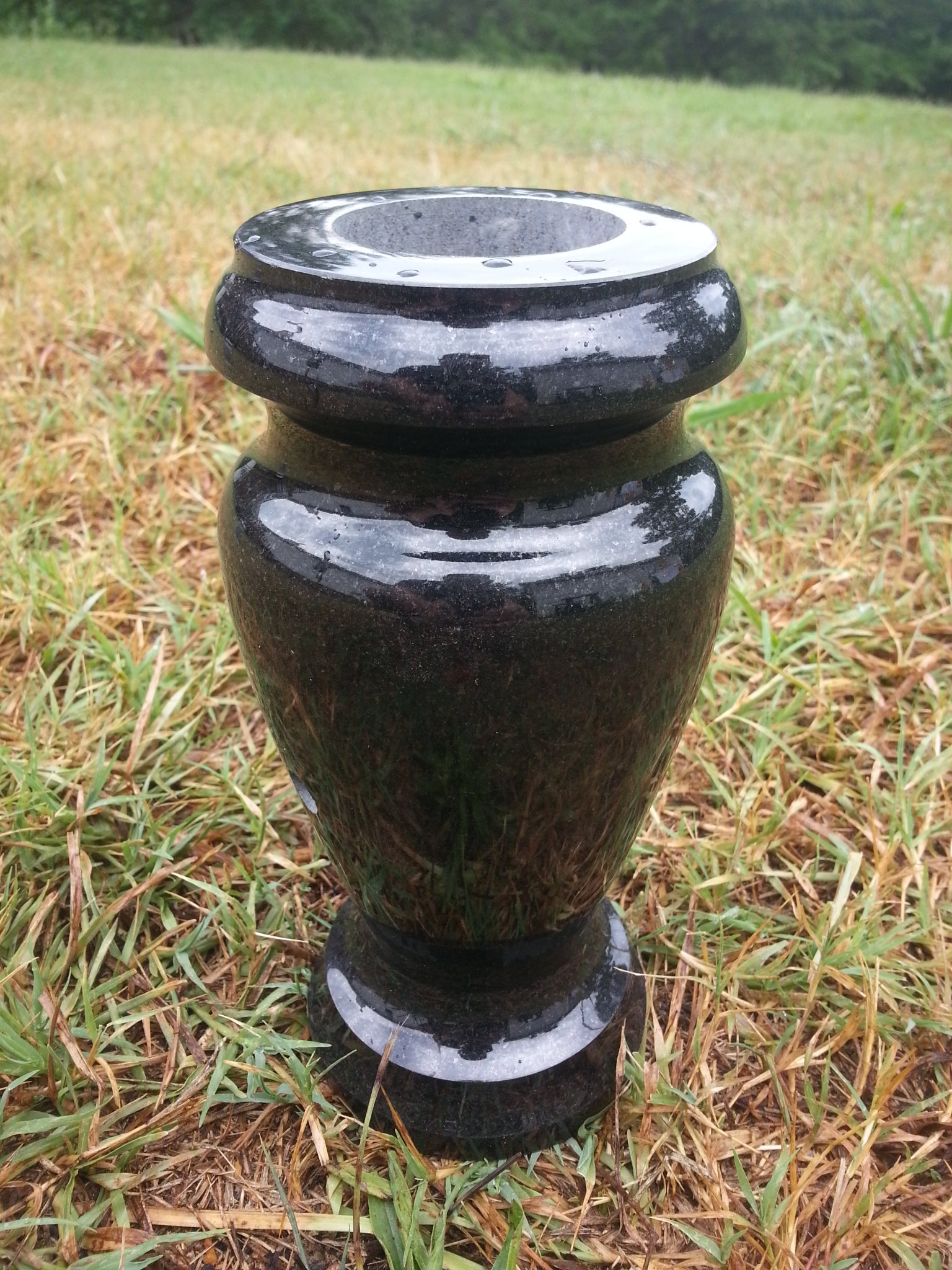 Polished Black Turned Granite Vase 4