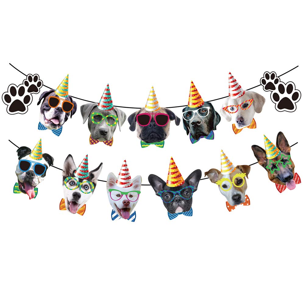 13pcs Dog Birthday Party Decorations Set - Dog Face Banner, Garland, Portrait Banner, Claws Party Banner for Dog Themed Birthday Celebrations | Perfect for Dog Lovers, Puppy Parties & Pet Birthday Decor
