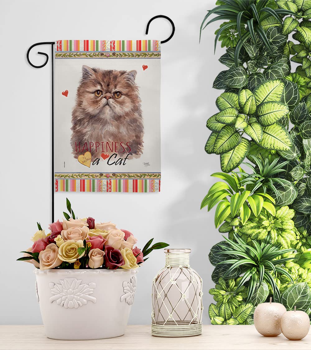 Persian Cat Garden Flag Set with Stand - Double-Sided Yard Decor for Pet Lovers