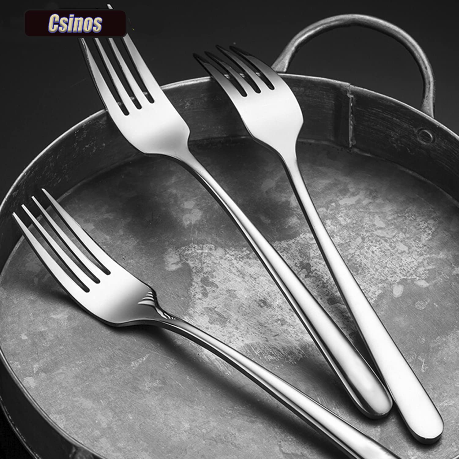 Premium 304 Stainless Steel Dinner Forks Set of 6 - Heavy Duty Flatware for Steak, Salad, Pasta - Perfect for Restaurants, Dinner Parties & Everyday Use