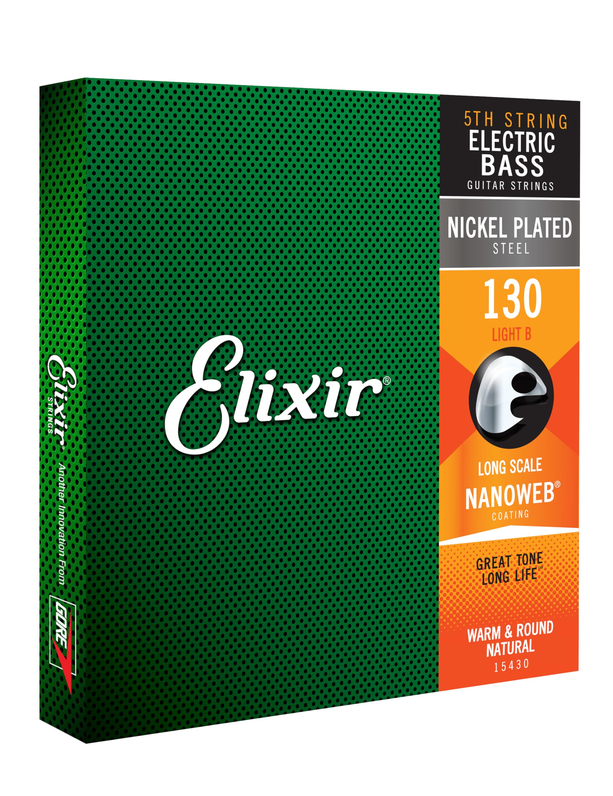Elixir Electric Bass Strings with NANOWEB Coating - .130 Gauge, Long Scale for Enhanced Durability & Tone - Perfect for Rock, Jazz & Studio Recording