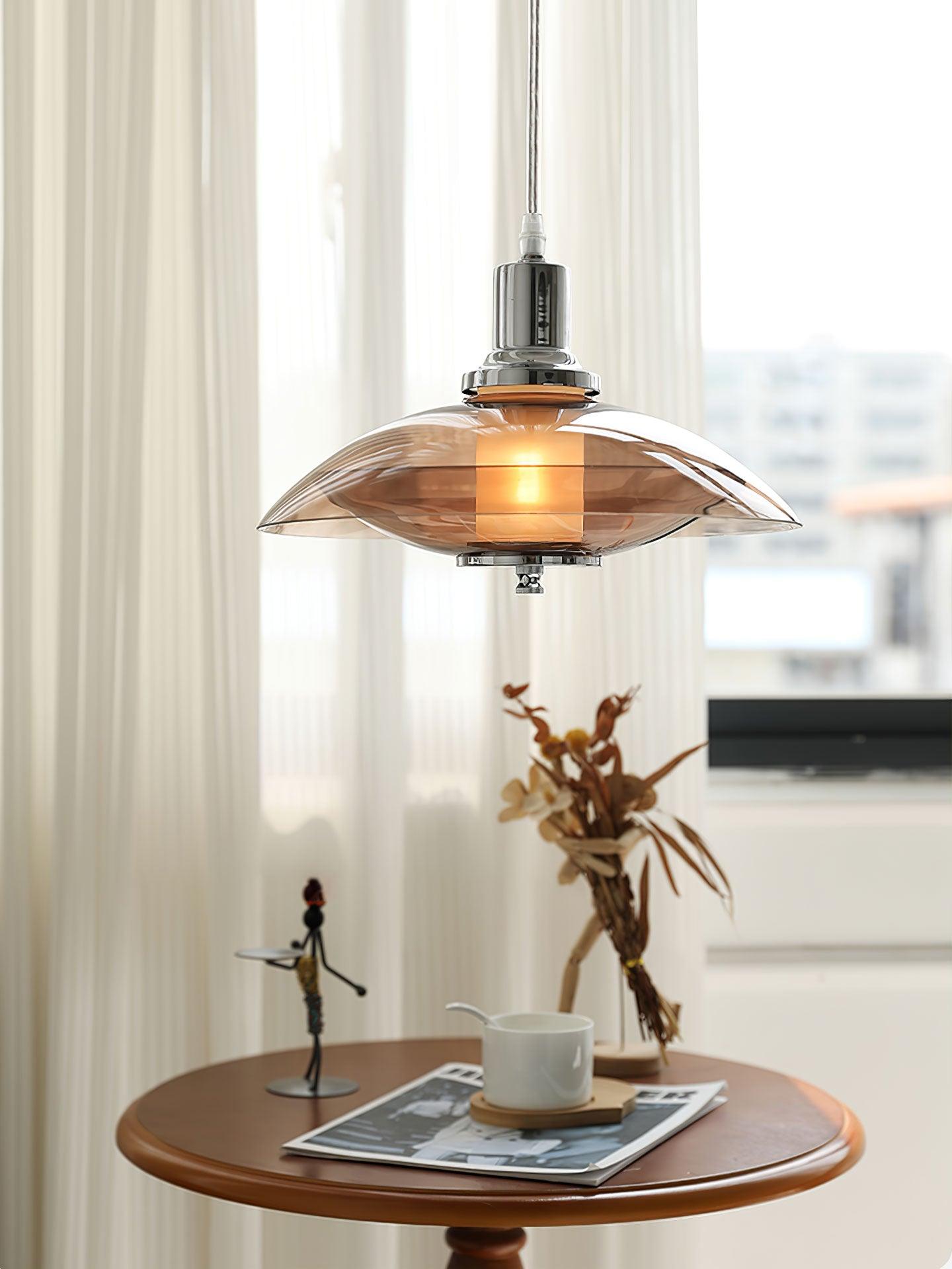 Modern UFO Flying Saucer Chrome Pendant Light - Sleek Ceiling Hanging Lamp for Kitchen Island, Dining Room & Bedroom Lighting Decor
