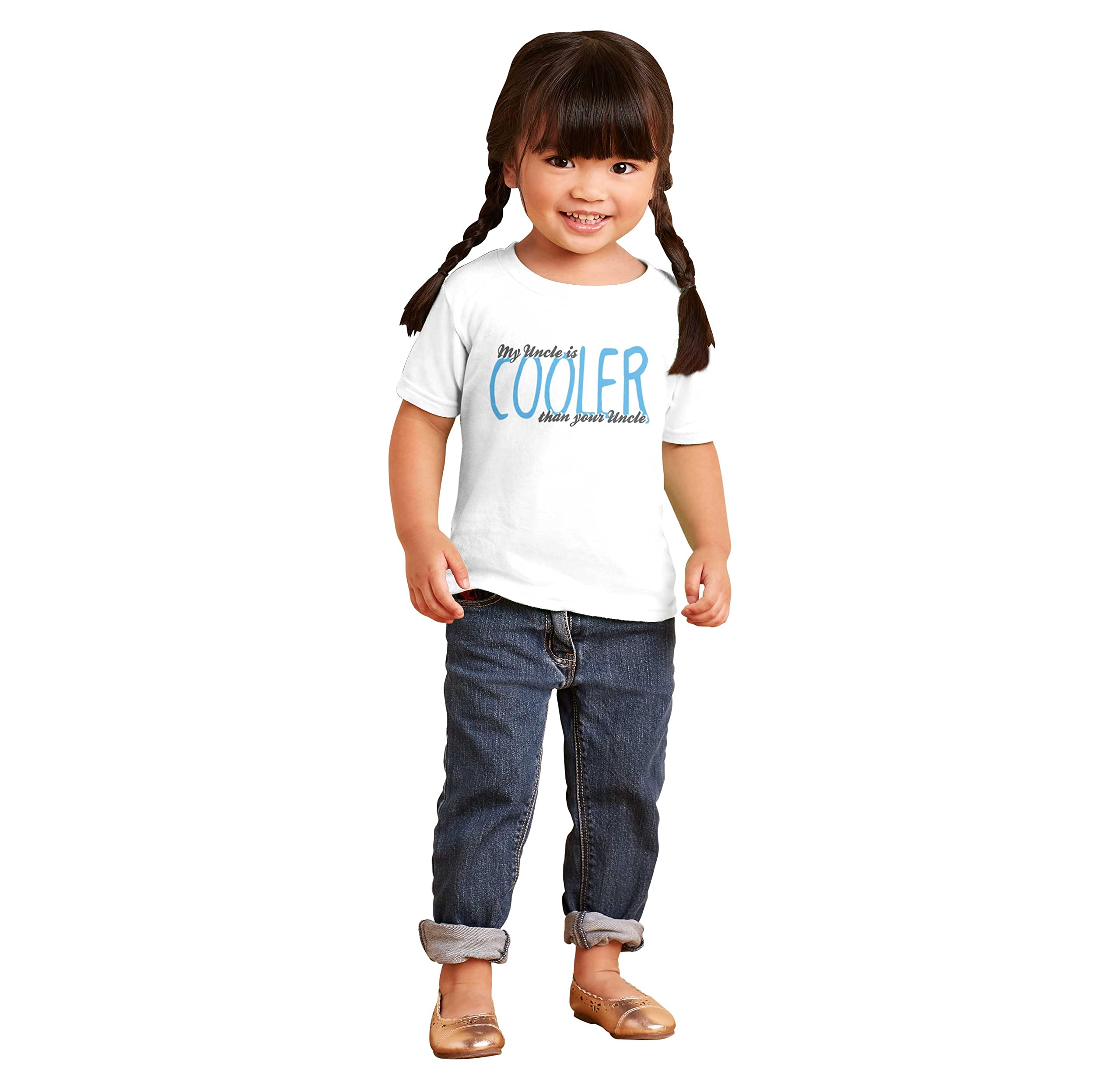 My Uncle is Cooler Than Yours Cute Toddler T-Shirt for Boys & Girls | Soft Cotton Kids Tee | Funny Family Matching Outfit for Playdates & Family Photos