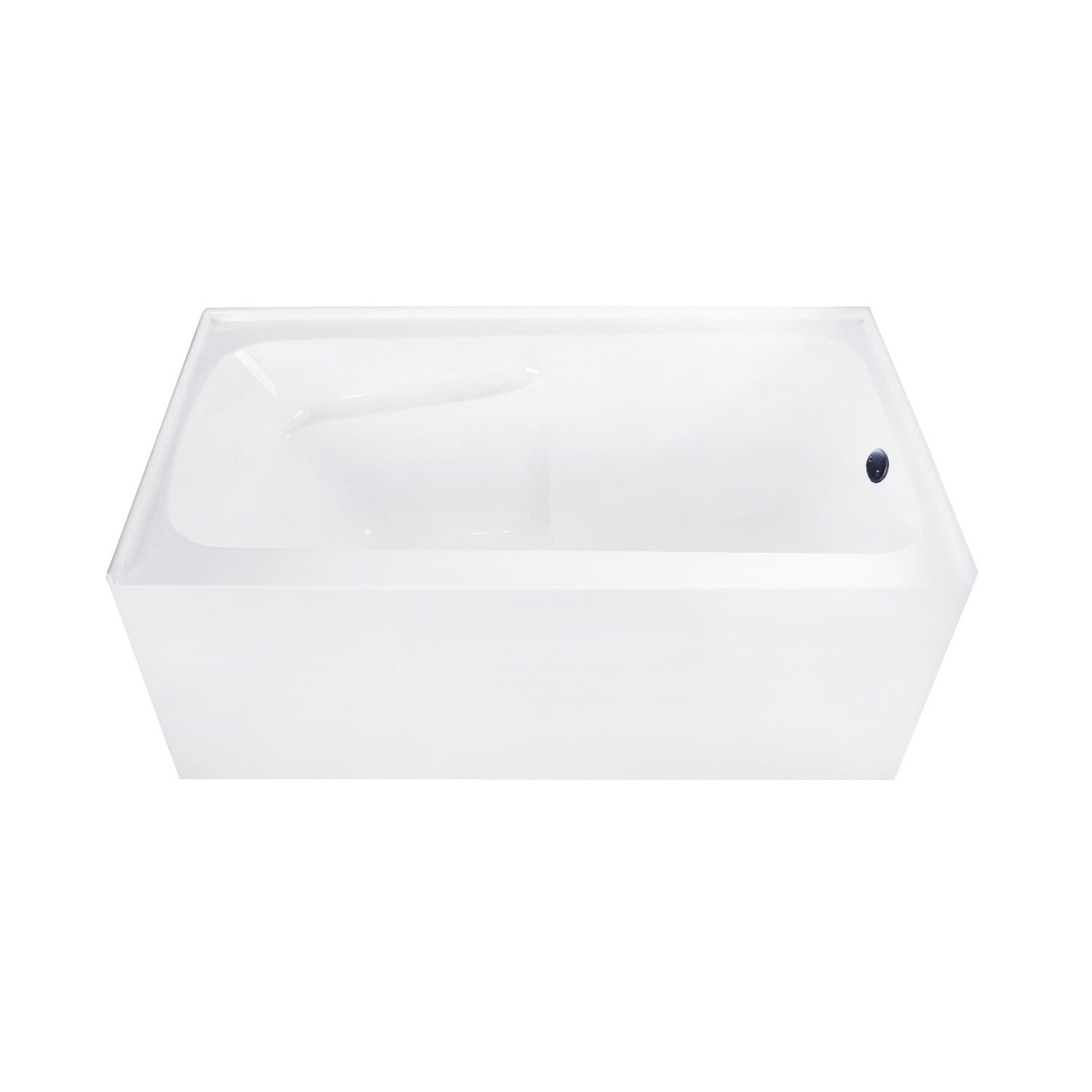 Aqua Eden 54 Inch Acrylic Rectangular 3 Wall Alcove Bathtub with Armrests - Right Hand Drain - Glossy White/Matte Black - Perfect for Modern Bathroom Renovations and Spa-Like Relaxation