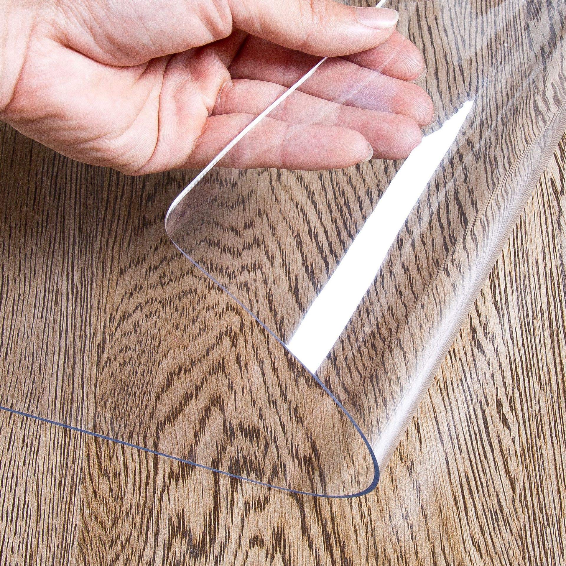 OstepDecor Clear Table Protector - 12 x 12 Inch Clear Desk Cover, 1.5mm Thick Plastic Desk Pad Mat for Dining Table, Office Desk, Coffee Table - Scratch Resistant & Waterproof Tablecloth Protector
