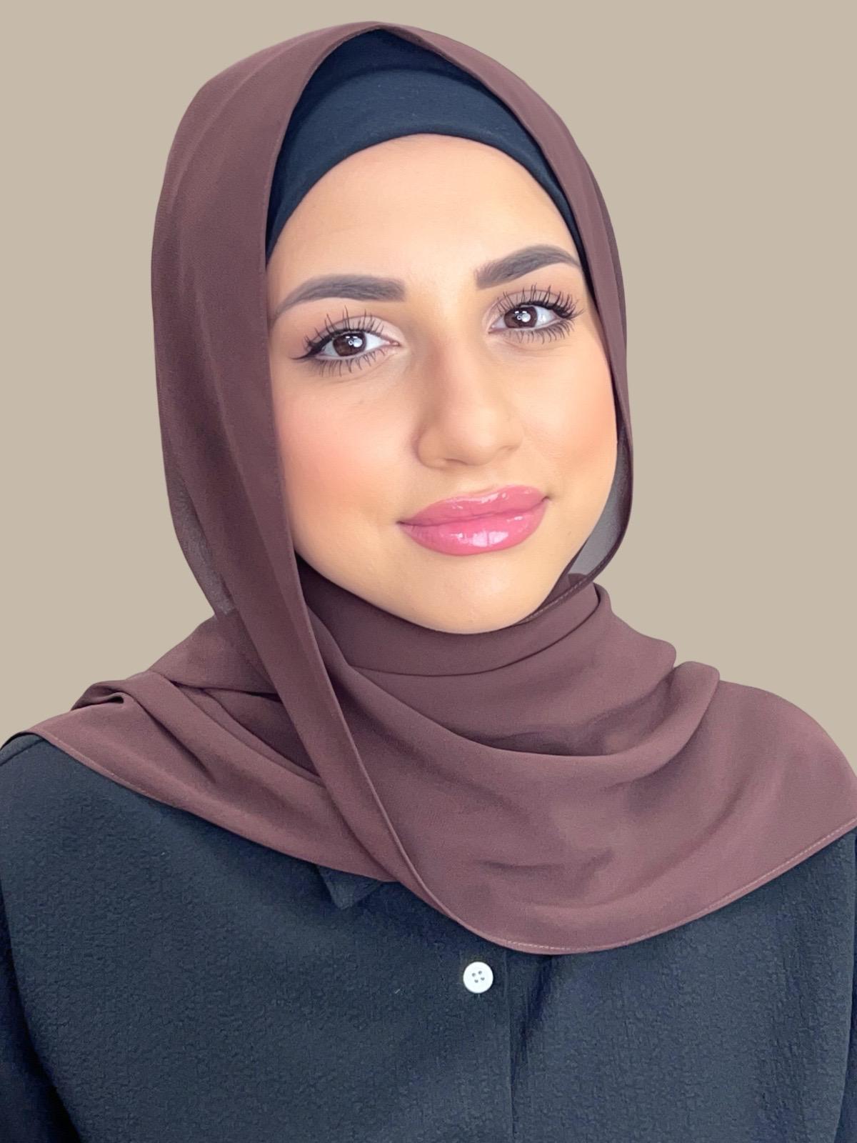 Premium Chiffon Hijab for Women - Soft & Breathable Brunette Scarf - Perfect for Daily Wear, Prayer, and Special Occasions