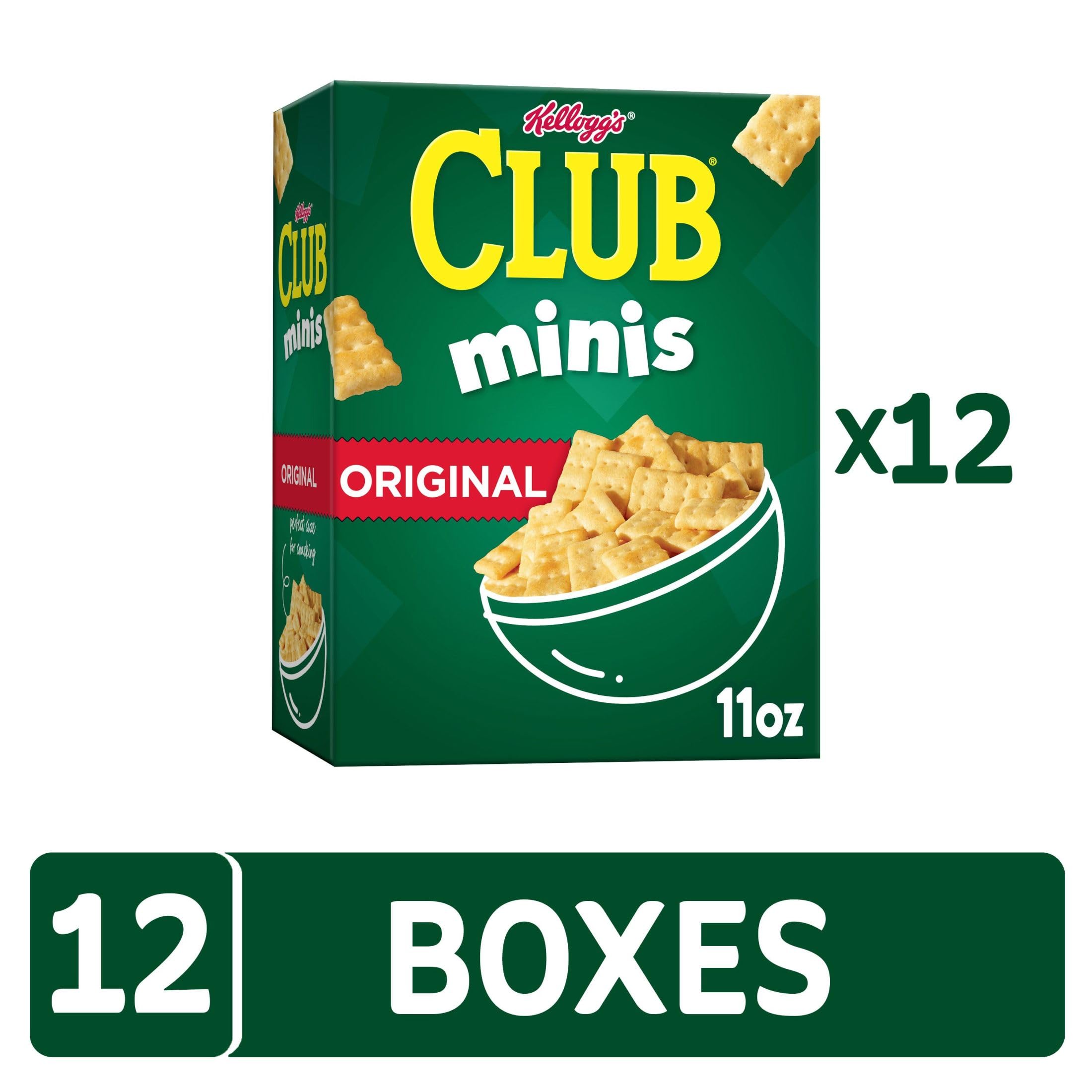 Club Minis Mini Crackers - Original Flavor (12 Boxes) | Perfect for Lunch Boxes, School Snacks, Office Break & Party Platters | Delicious Bite-Sized Crackers for Kids & Adults
