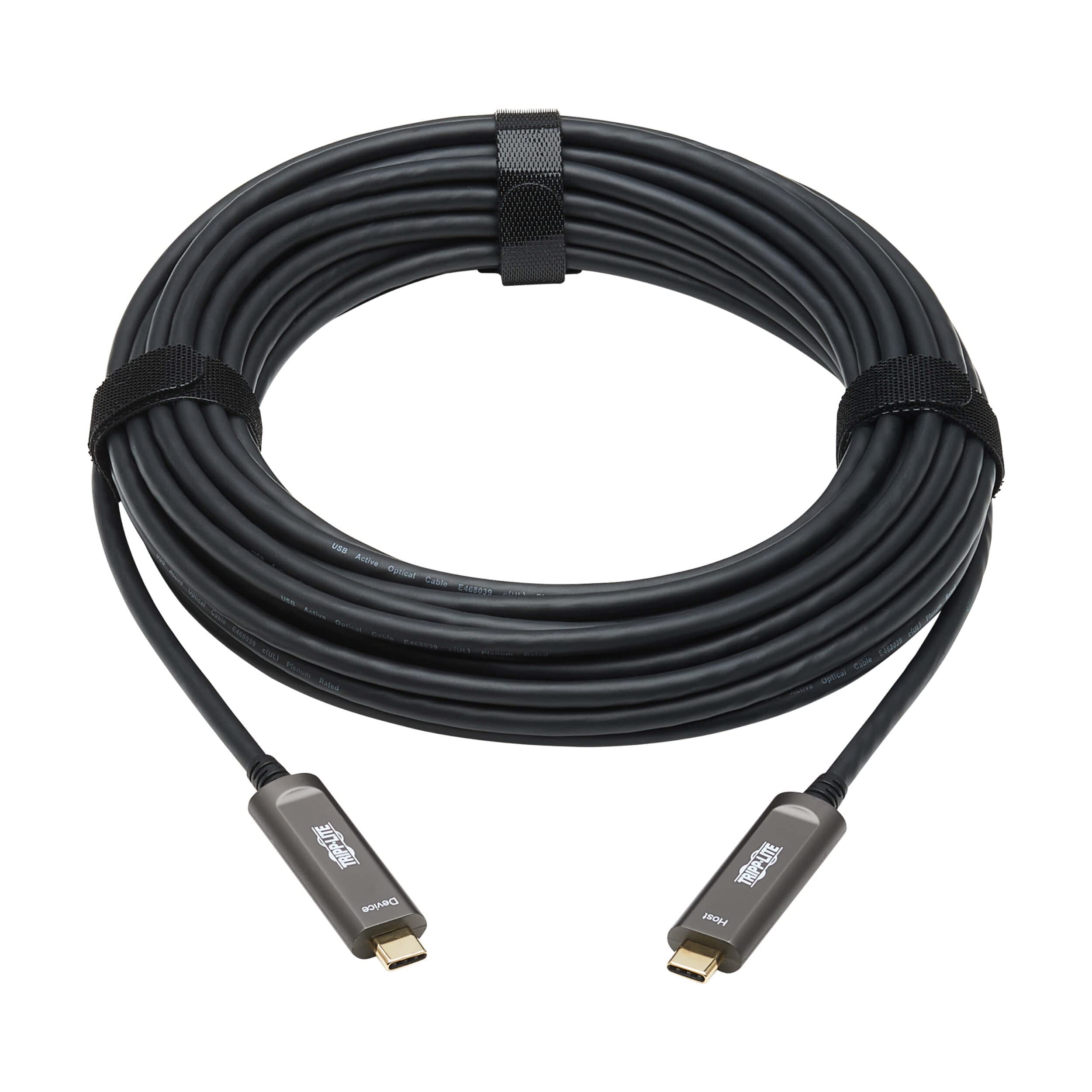Tripp Lite USB-C Fiber Optic Cable 10Gbps High Speed Data Transfer | USB 3.2 Gen 2 Active Optical Cable | Male to Male Connector | 33ft/10m Plenum Rated for In-Wall Installation | Backward Compatible | 3-Year Warranty (U420F-10M-D321) | Perfect for Home Office, Data Centers & High-Speed Device Connectivity
