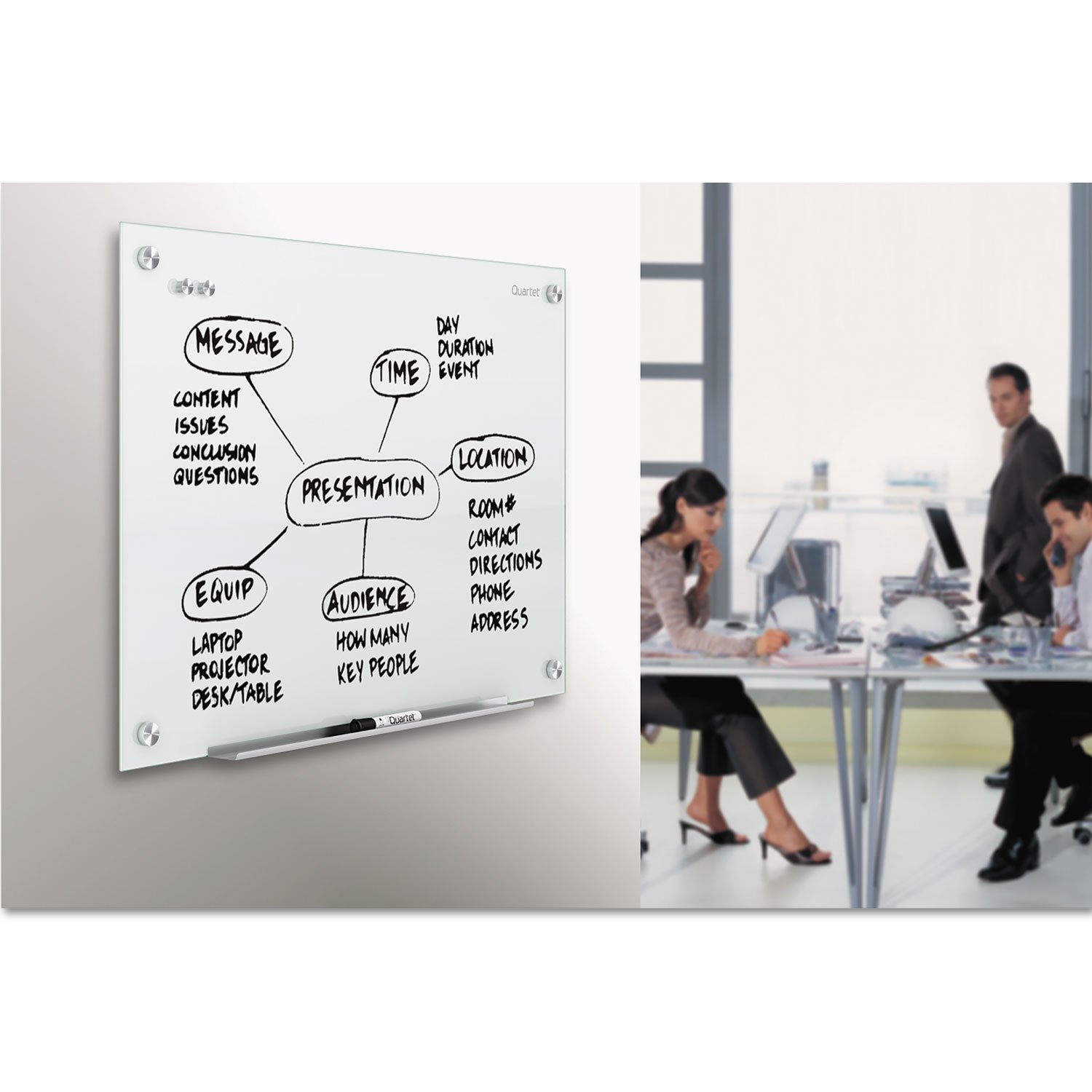 Quartet G3624W Frameless Glass Whiteboard - 3