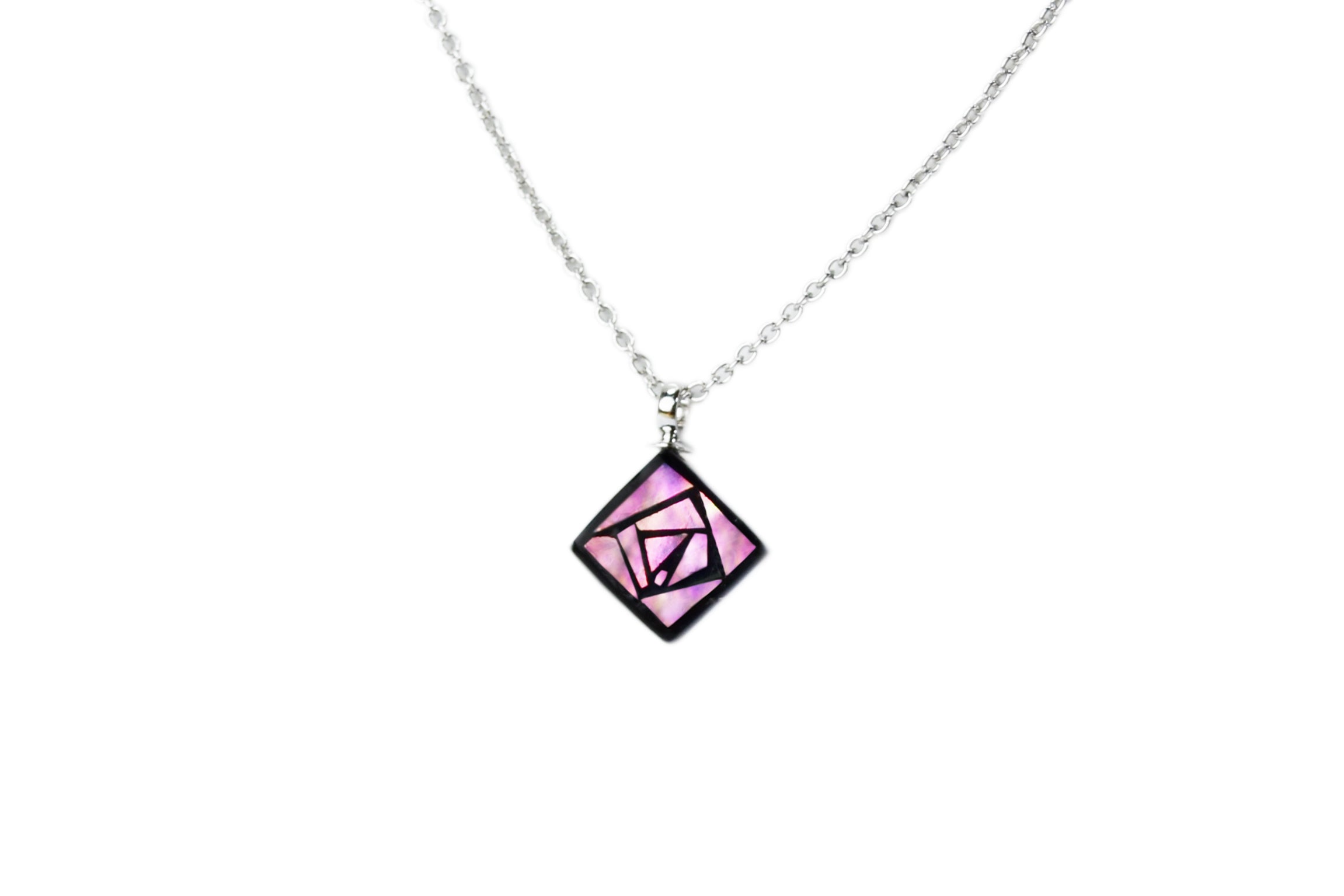 Raden Pendant Necklace - Rose/Pink Color Small Size Japanese Lacquer Jewelry Handmade in Kyoto | Elegant Gift for Women, Perfect for Weddings & Special Occasions
