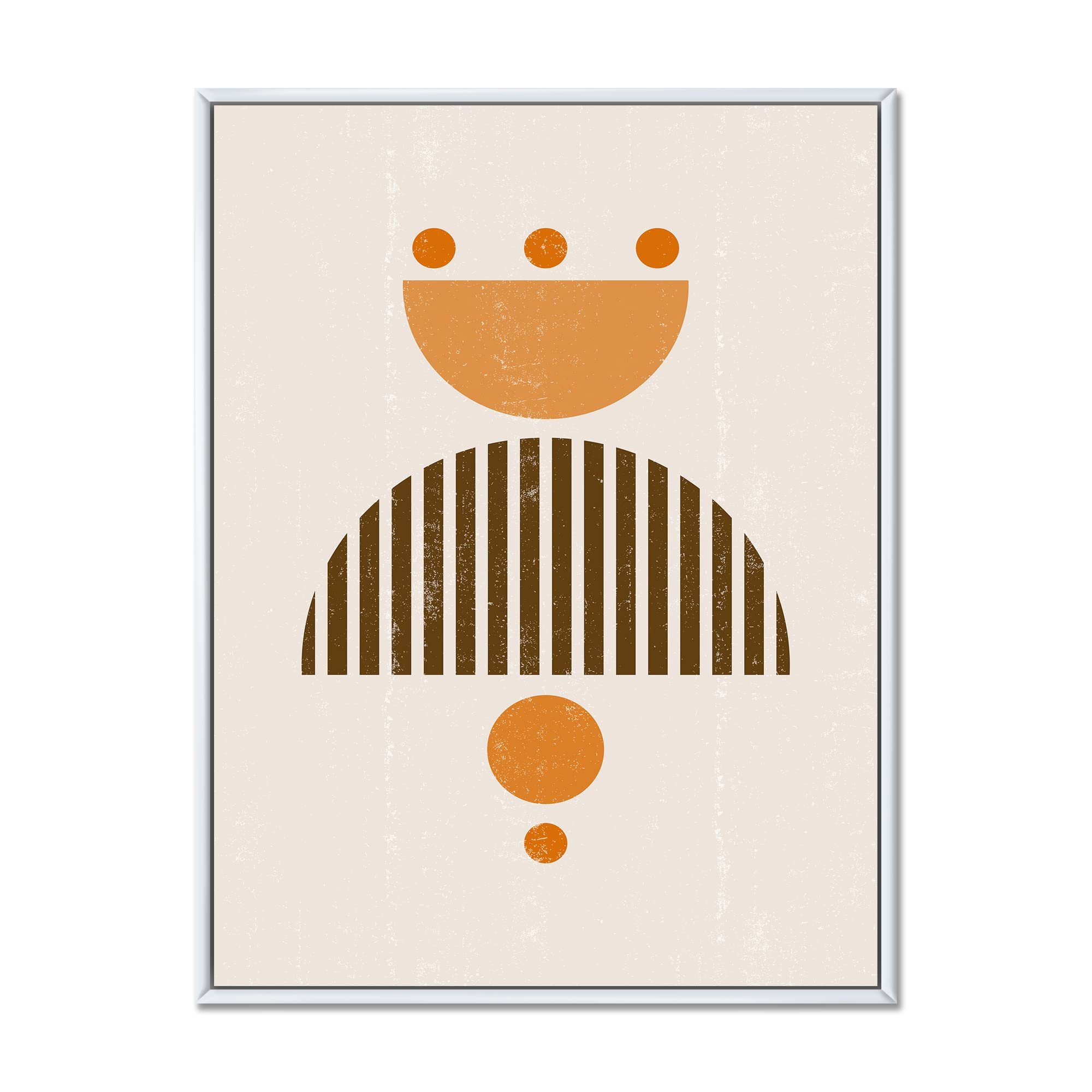 Abstract Minimal Sun and Moon Wall Art - Earth Tone Framed Canvas Print for Living Room & Bedroom Decor | Modern Home Office Painting
